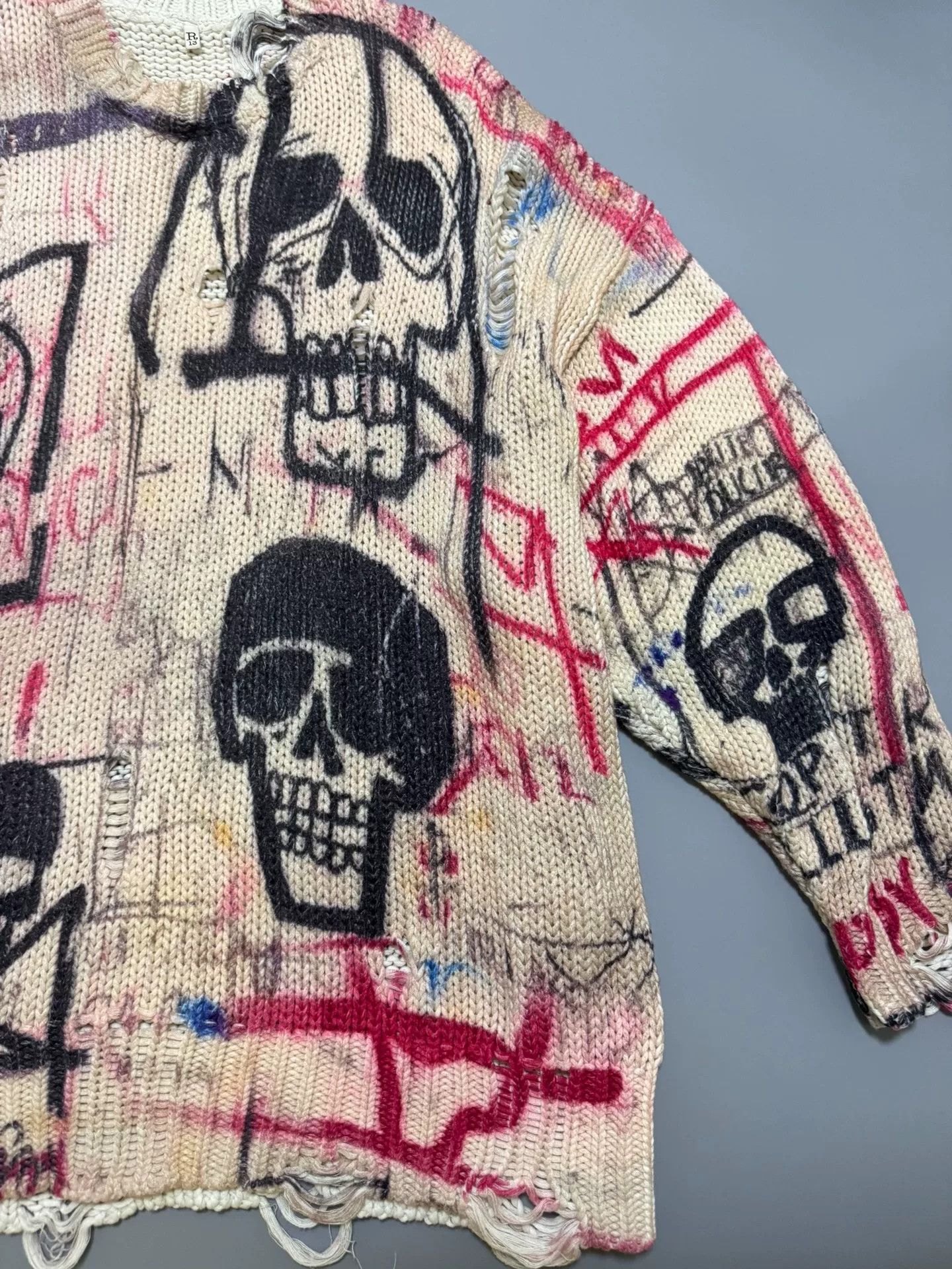 R13 R13 Skull Graffiti Print Sweater Size M Size M / US 6-8 / IT 42-44 - 3 Thumbnail