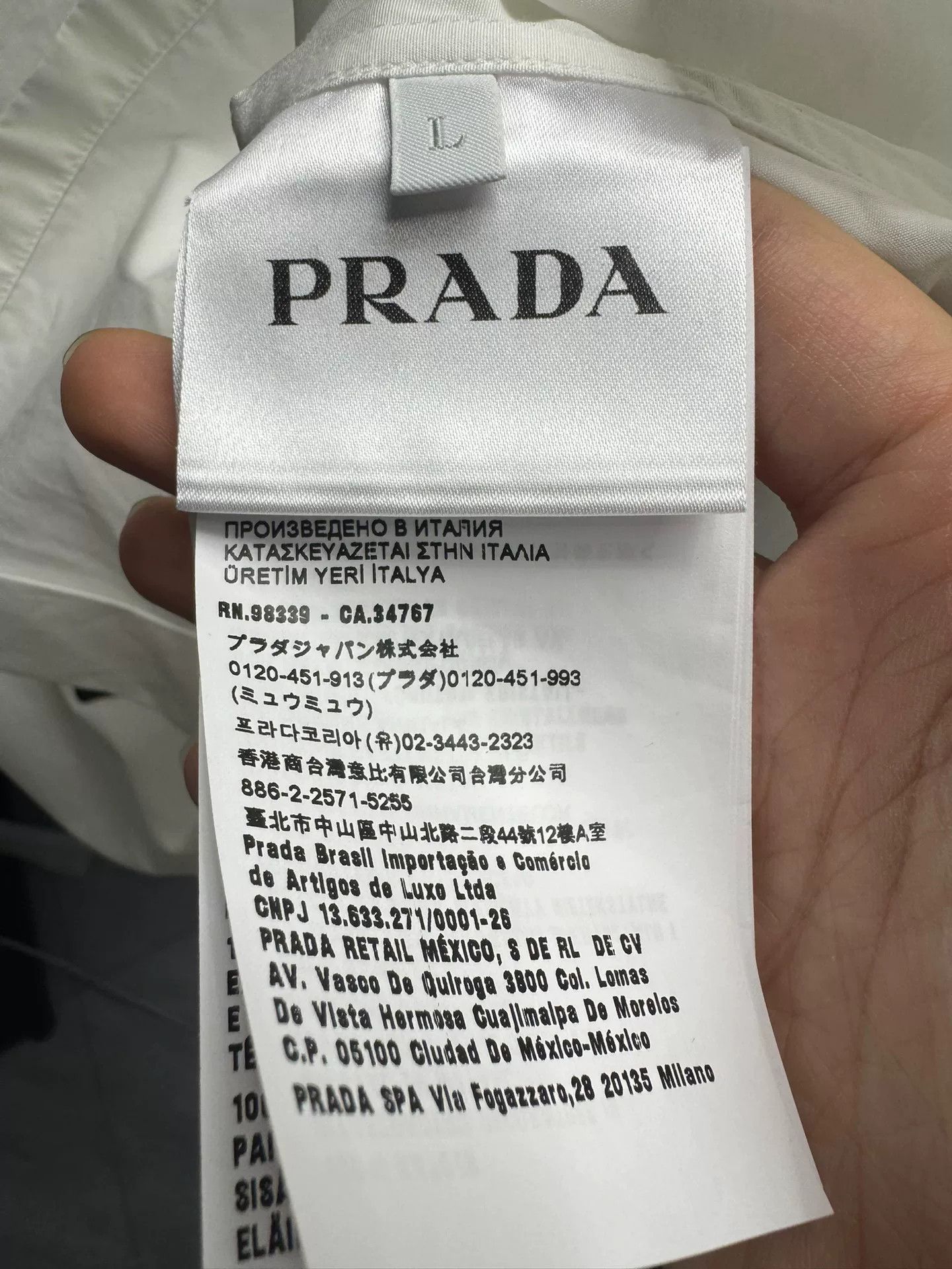 Prada Prada Rhinestone Logo Patch Shirt Size L Size US L / EU 52-54 / 3 - 8 Thumbnail