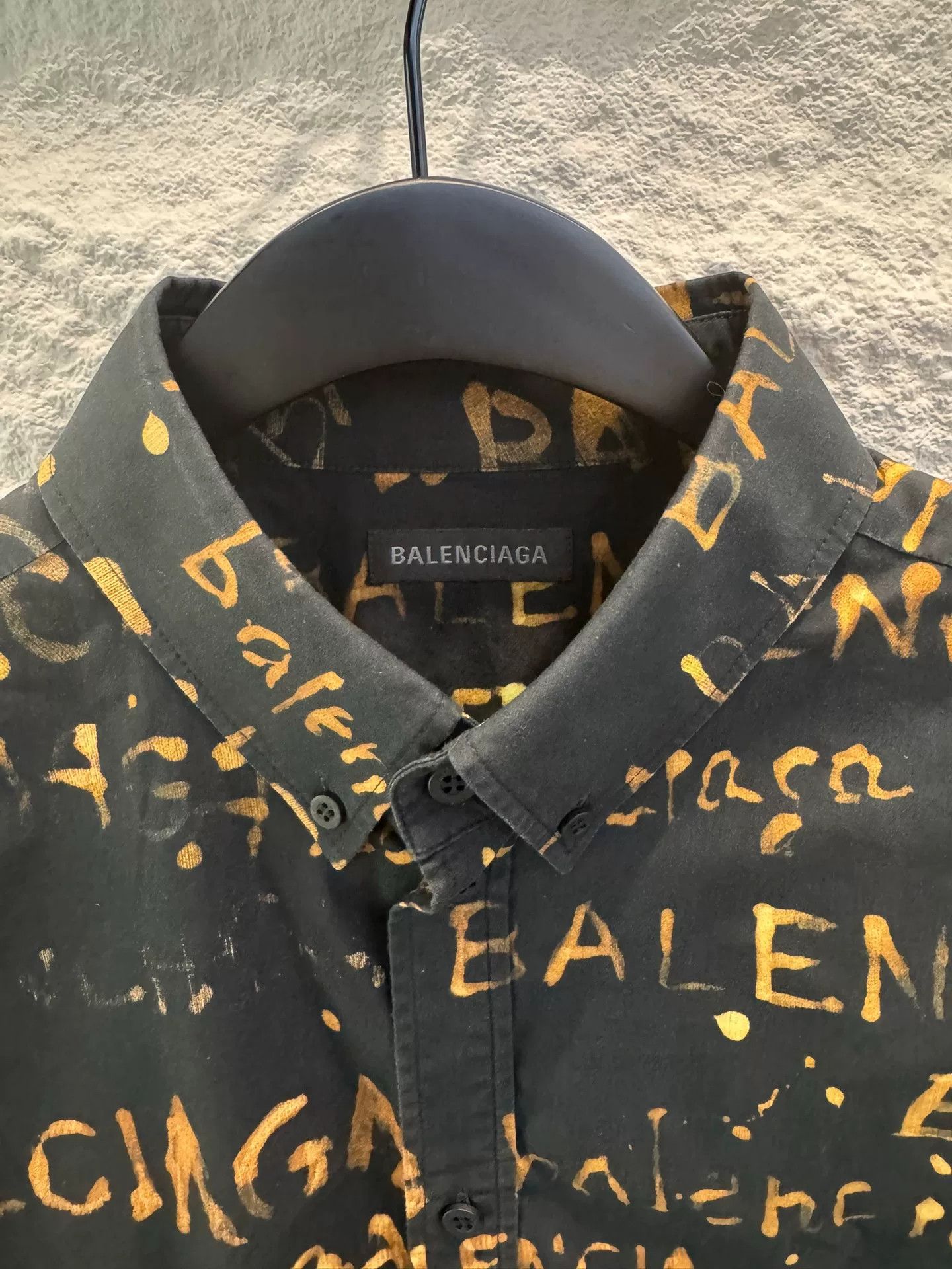 Balenciaga Balenciaga Allover Logo Print Button Up Shirt Size 37 Size US S / EU 44-46 / 1 - 3 Thumbnail