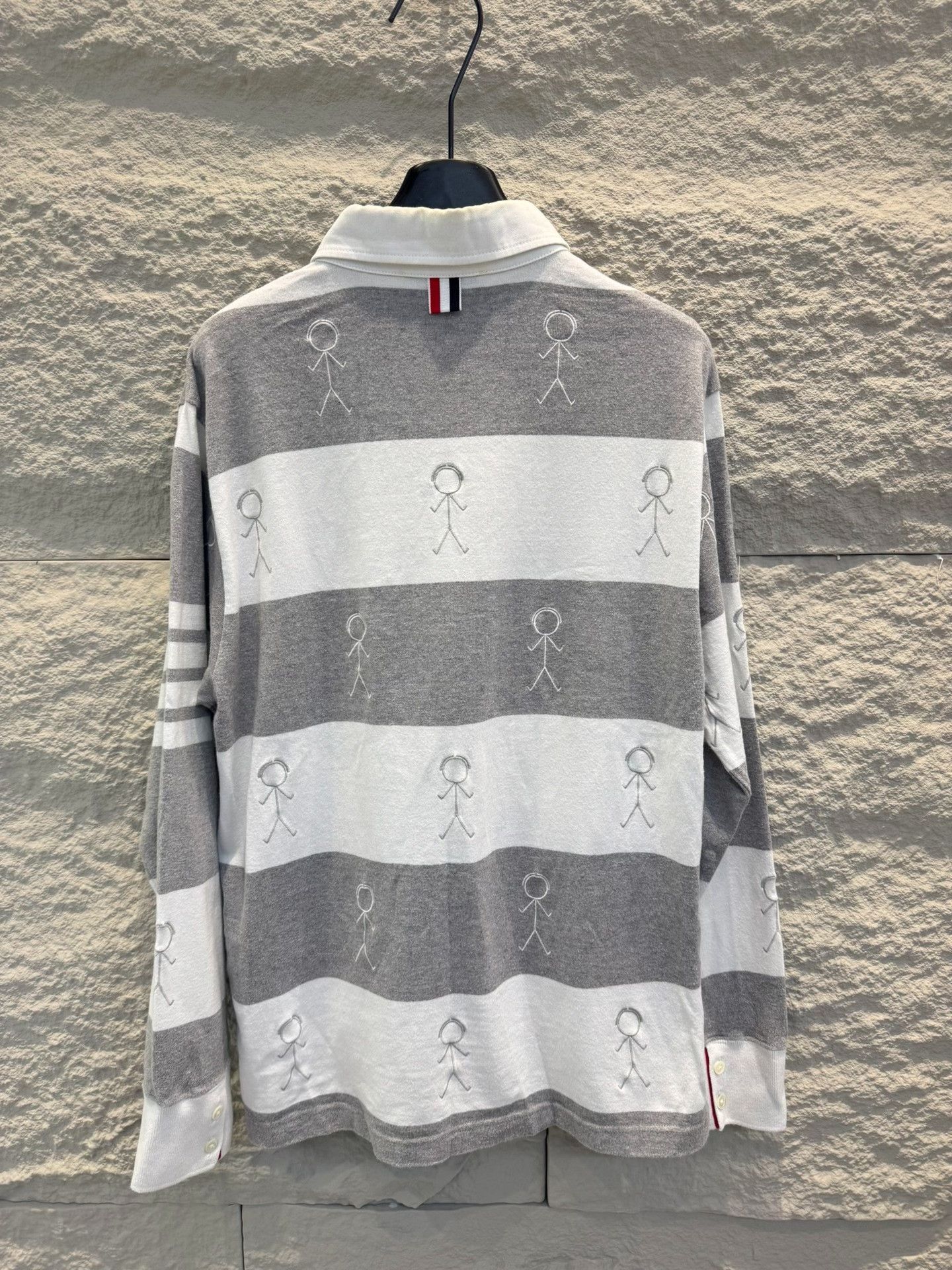 Thom Browne Thom Browne Stick Figure Striped Long Sleeve Polo Size 0 Size US XS / EU 42 / 0 - 3 Thumbnail