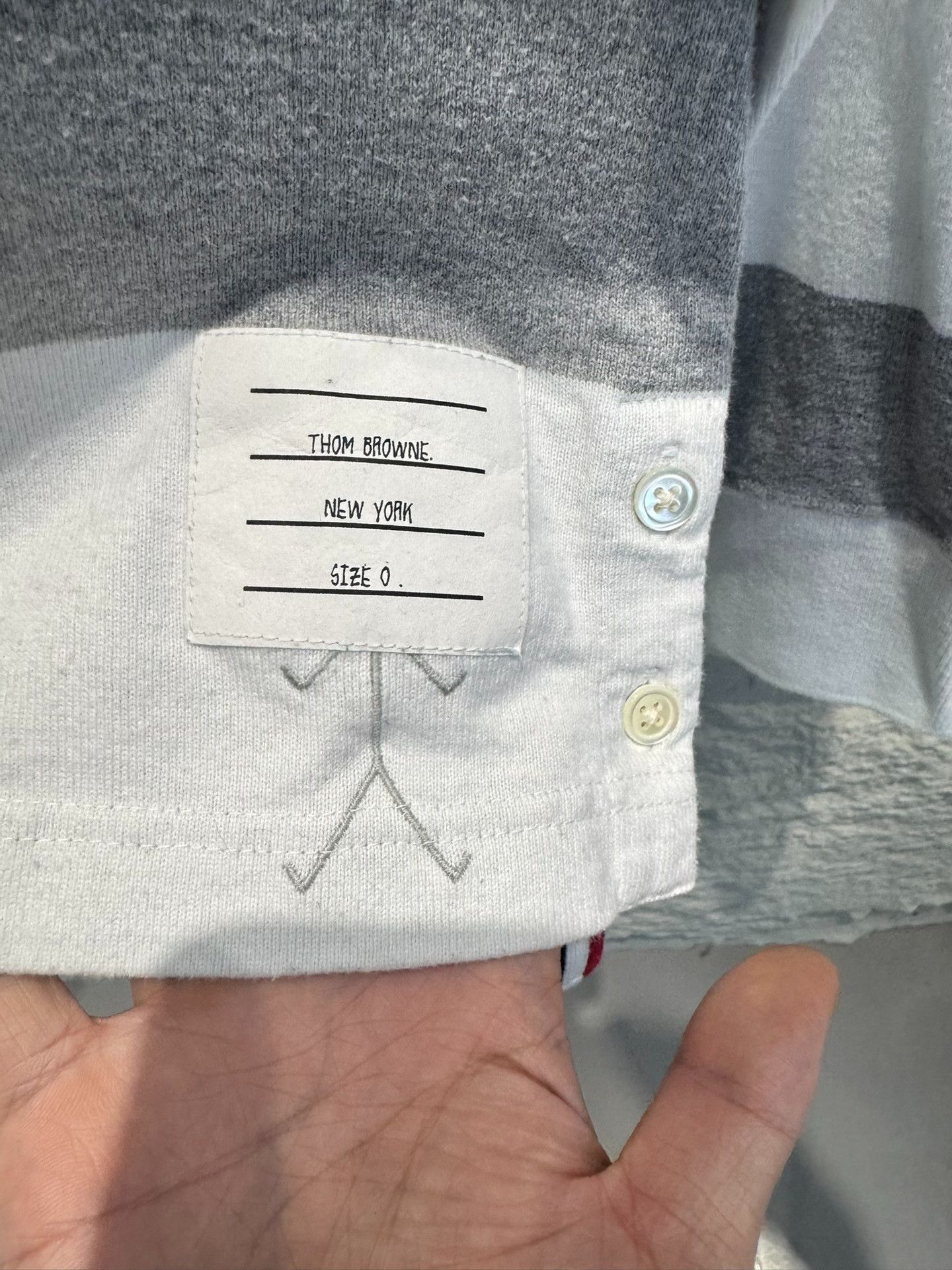 Thom Browne Thom Browne Stick Figure Striped Long Sleeve Polo Size 0 Size US XS / EU 42 / 0 - 4 Thumbnail