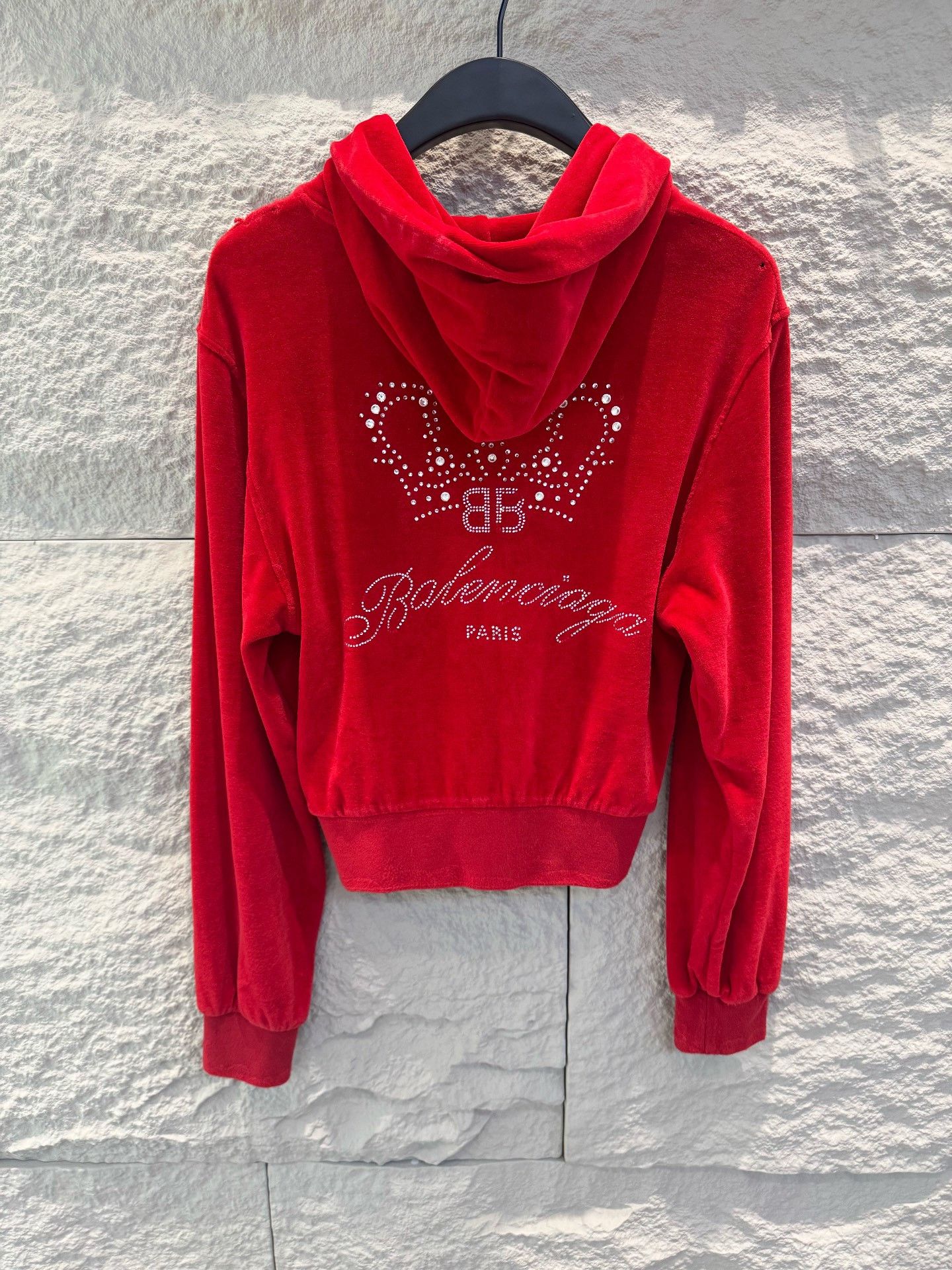 Balenciaga Balenciaga Rhinestone Logo Zip Up Hoodie Size S Size S / US 4 / IT 40 - 2 Thumbnail