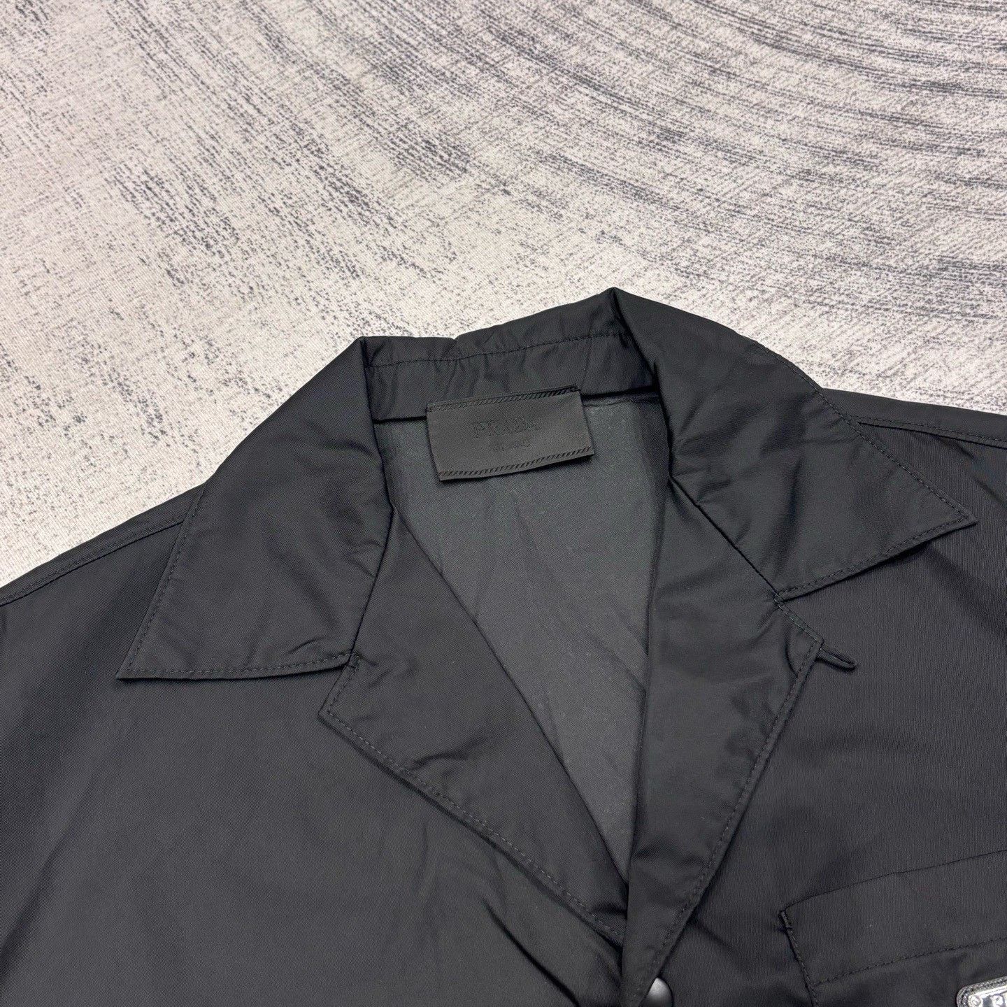Prada Prada Black Nylon Triangular Logo Short-Sleeve Coat Size US L / EU 52-54 / 3 - 3 Thumbnail