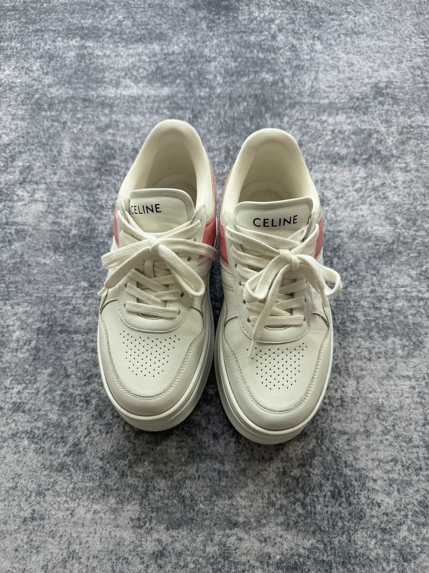 Celine Celine White Pink Thick-Soled Lace Shoes Size US 5 / IT 35 - 2 Thumbnail