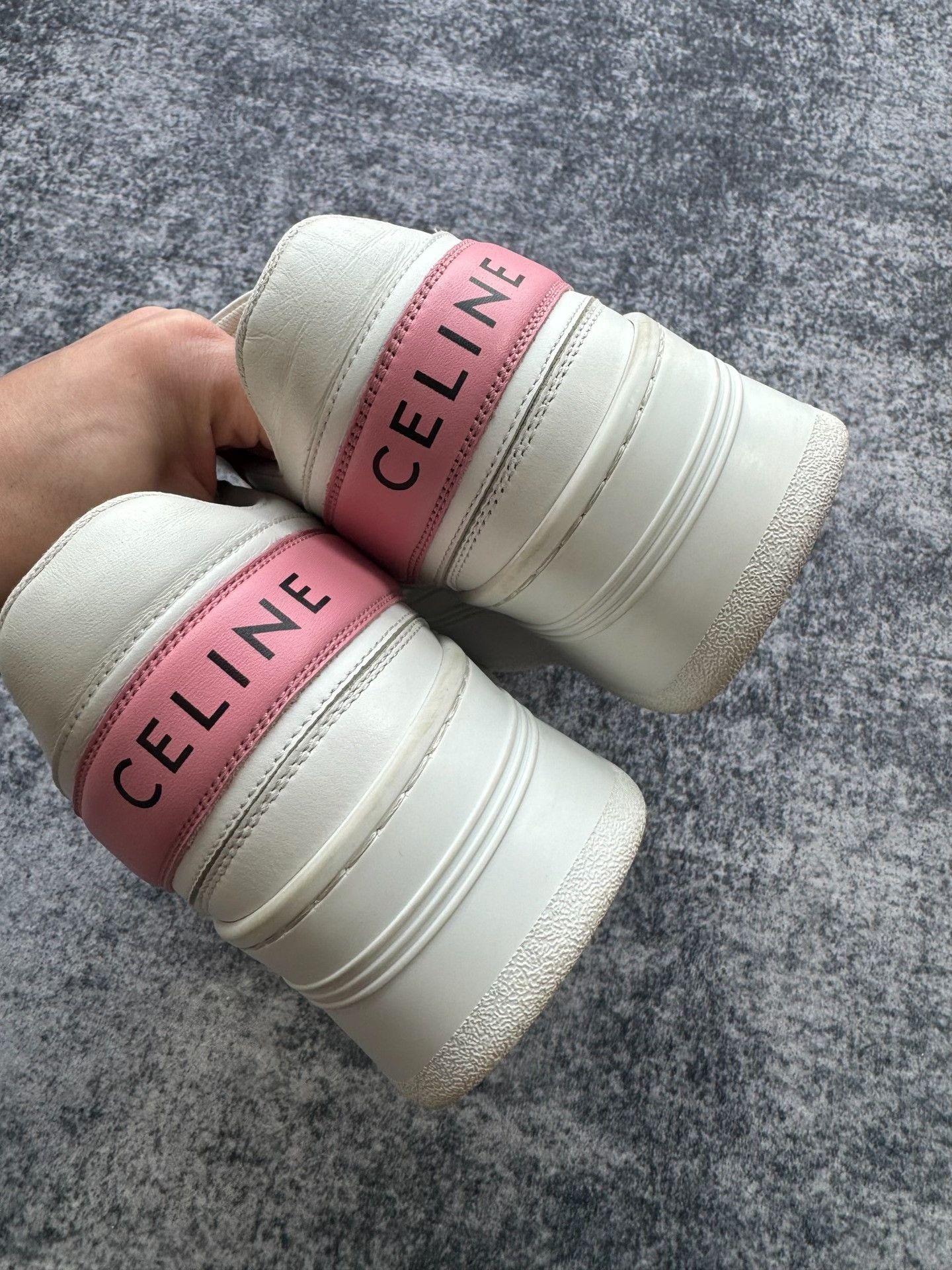 Celine Celine White Pink Thick-Soled Lace Shoes Size US 5 / IT 35 - 6 Thumbnail