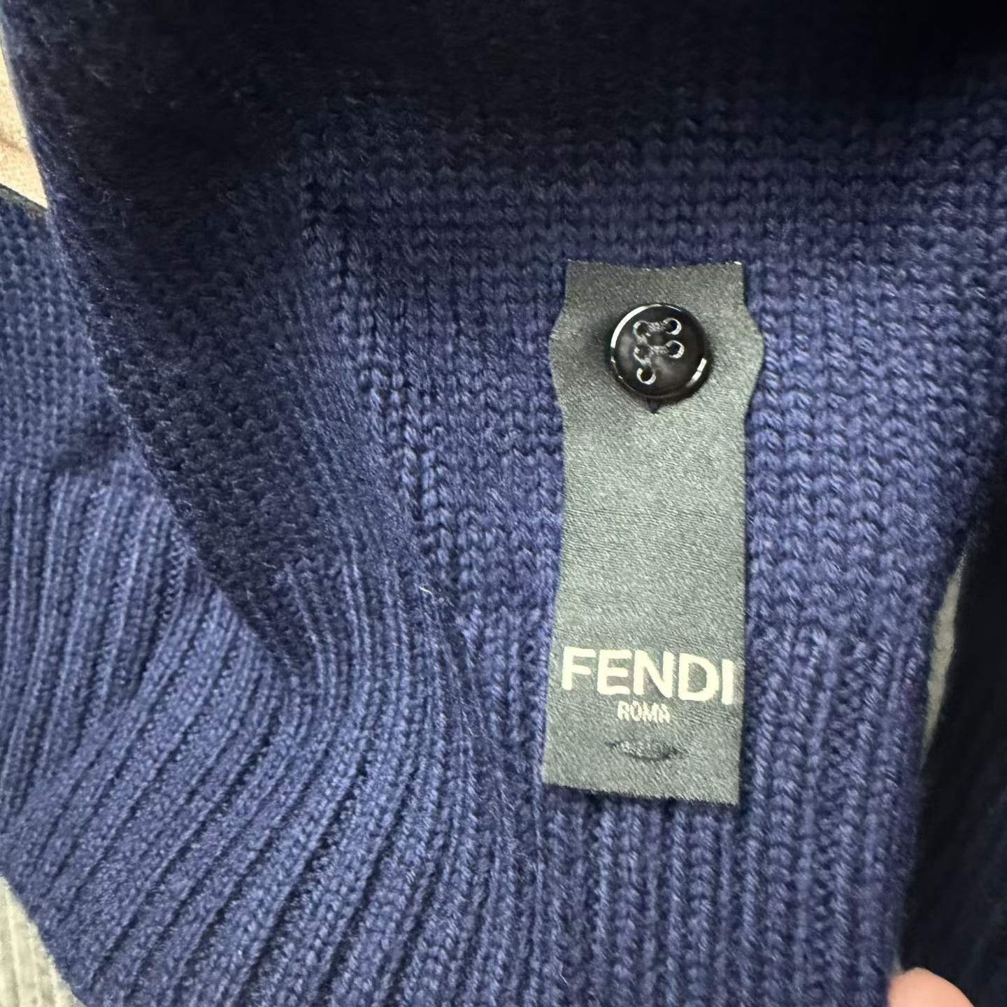 Fendi FENDI Deep Blue Double F Knit Cashmere Sweater Size US S / EU 44-46 / 1 - 4 Thumbnail
