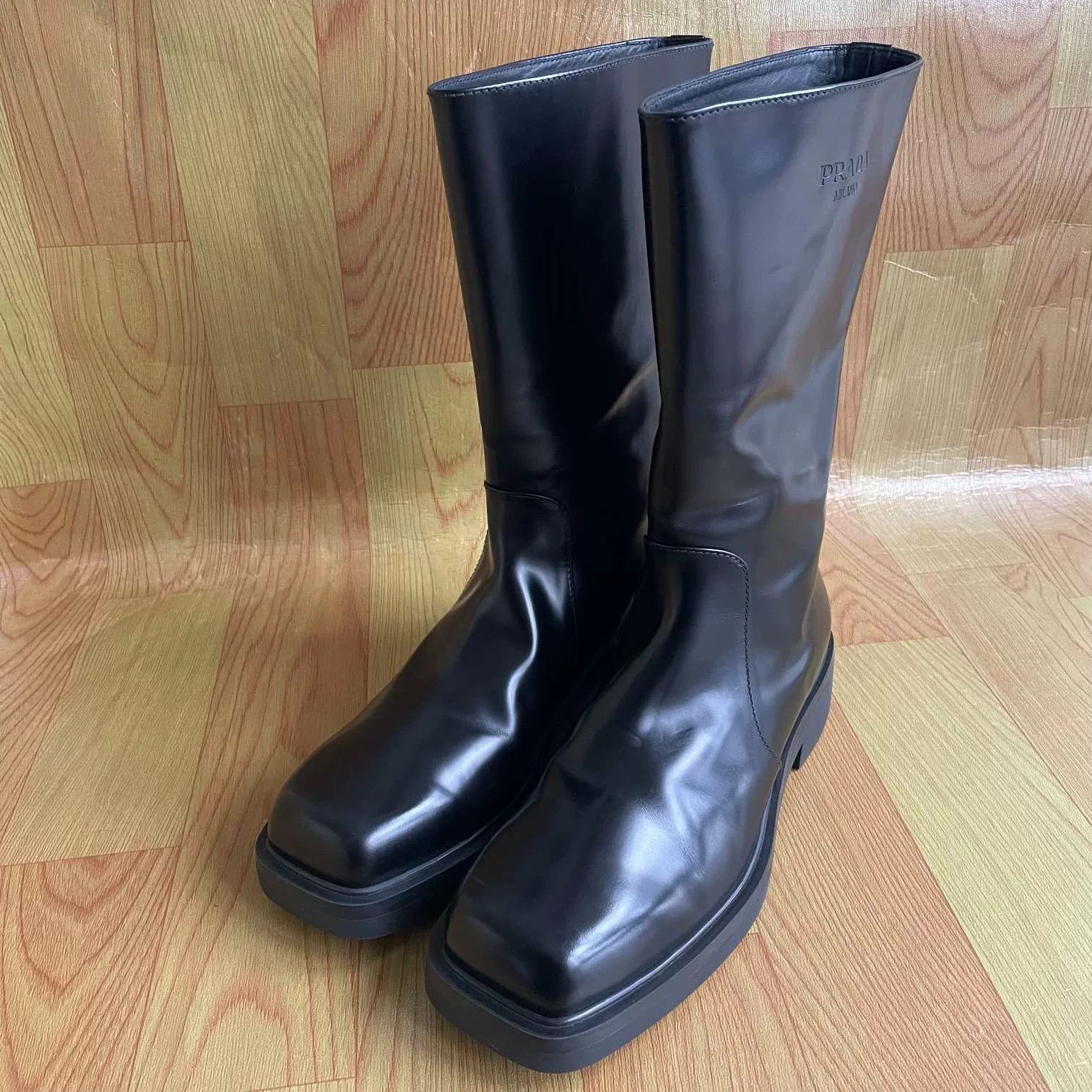 Prada Prada Black Embossed Logo Boots Size US 9 / EU 42 - 2 Thumbnail