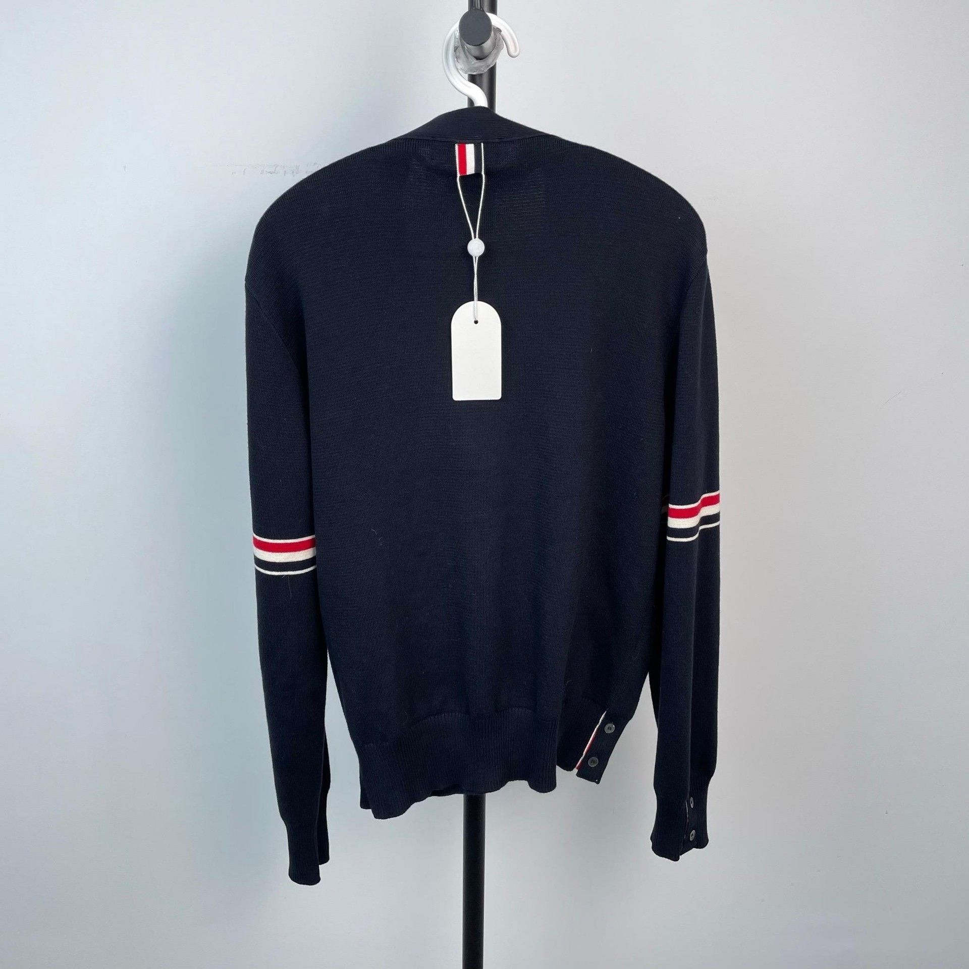Thom Browne Thom Browne Dark Blue Striped Sleeve Cardigan Size US S / EU 44-46 / 1 - 2 Thumbnail