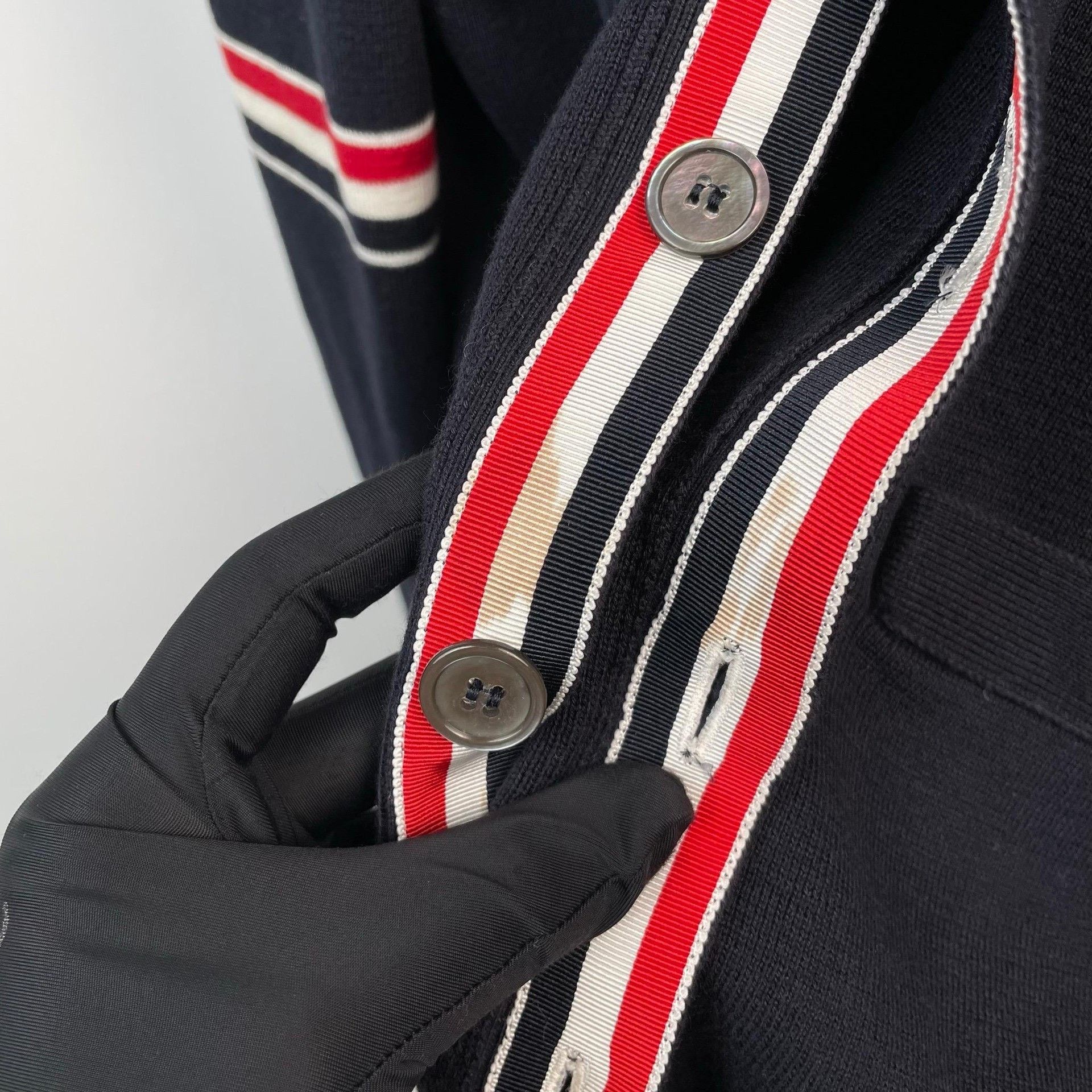 Thom Browne Thom Browne Dark Blue Striped Sleeve Cardigan Size US S / EU 44-46 / 1 - 9 Thumbnail