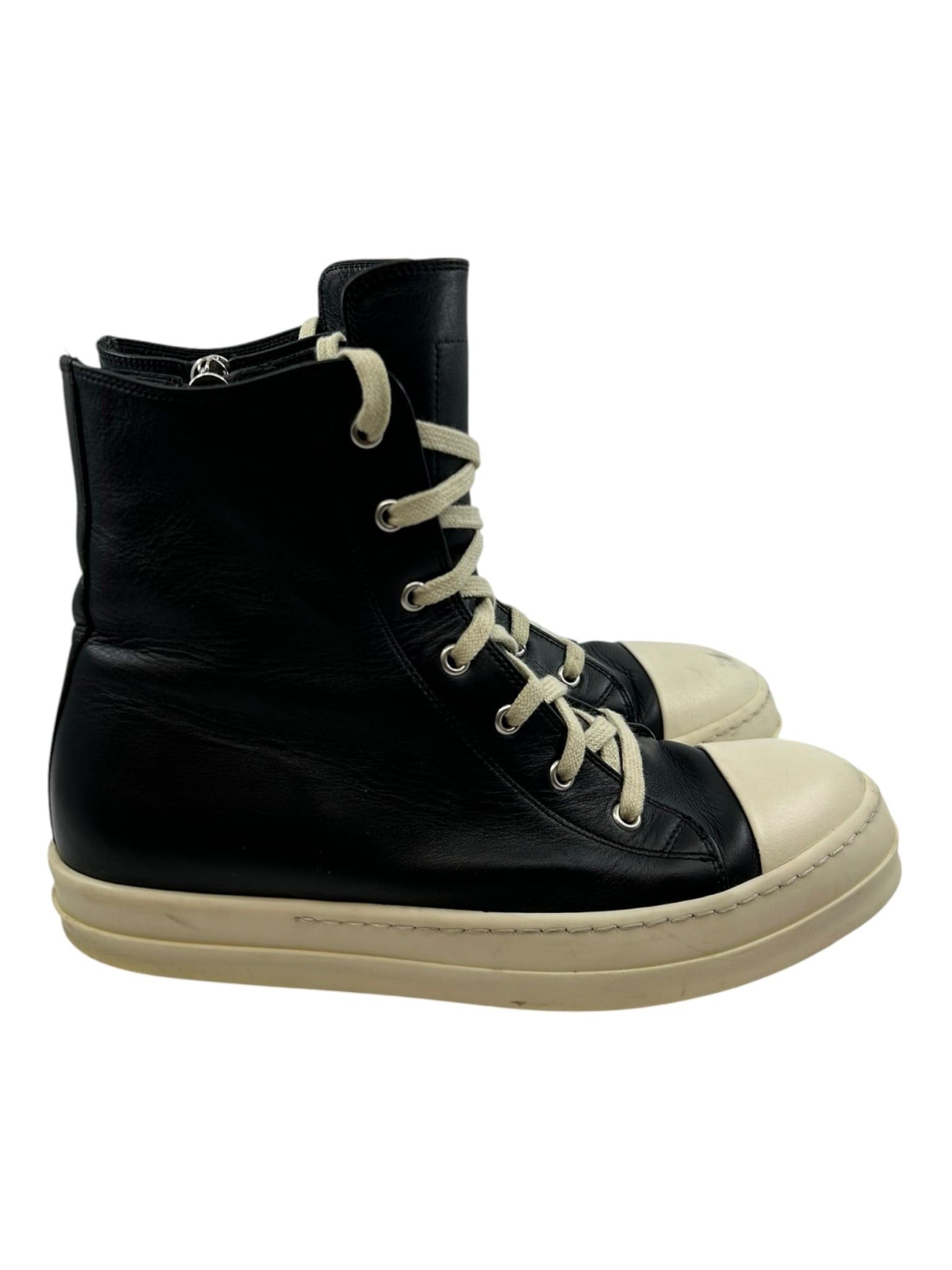 Rick Owens Ramones Leather High Top Black Cream Size US M / EU 48-50 / 2 - 2 Thumbnail