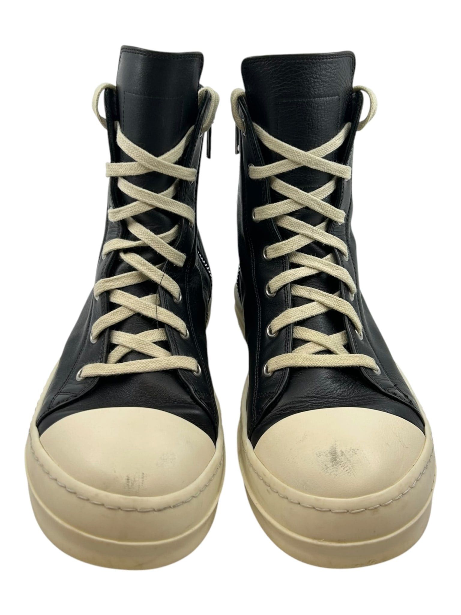 Rick Owens Ramones Leather High Top Black Cream Size US M / EU 48-50 / 2 - 4 Thumbnail
