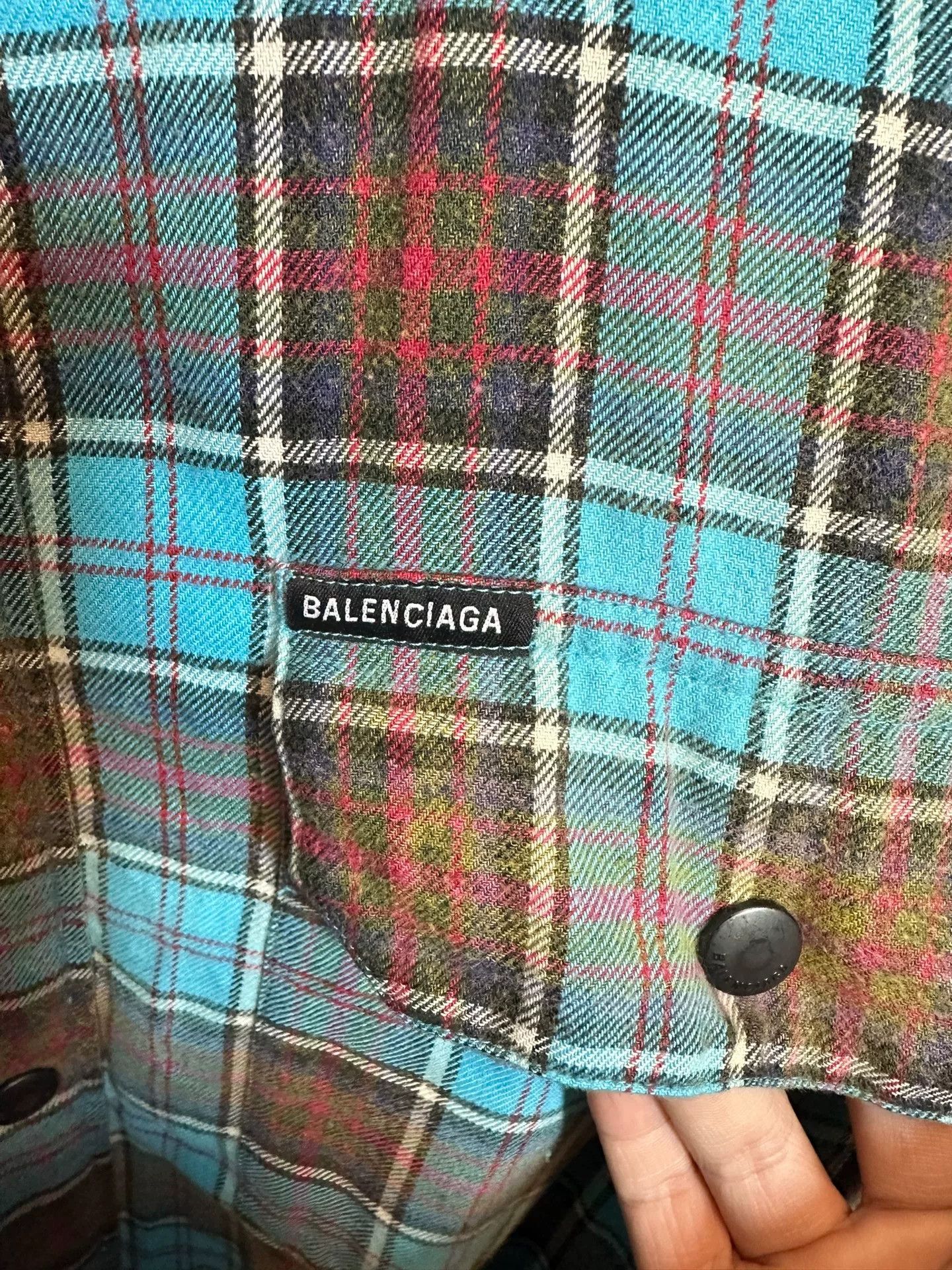 Balenciaga Balenciaga Plaid Flannel Hooded Jacket Size XL Size US XL / EU 56 / 4 - 3 Thumbnail