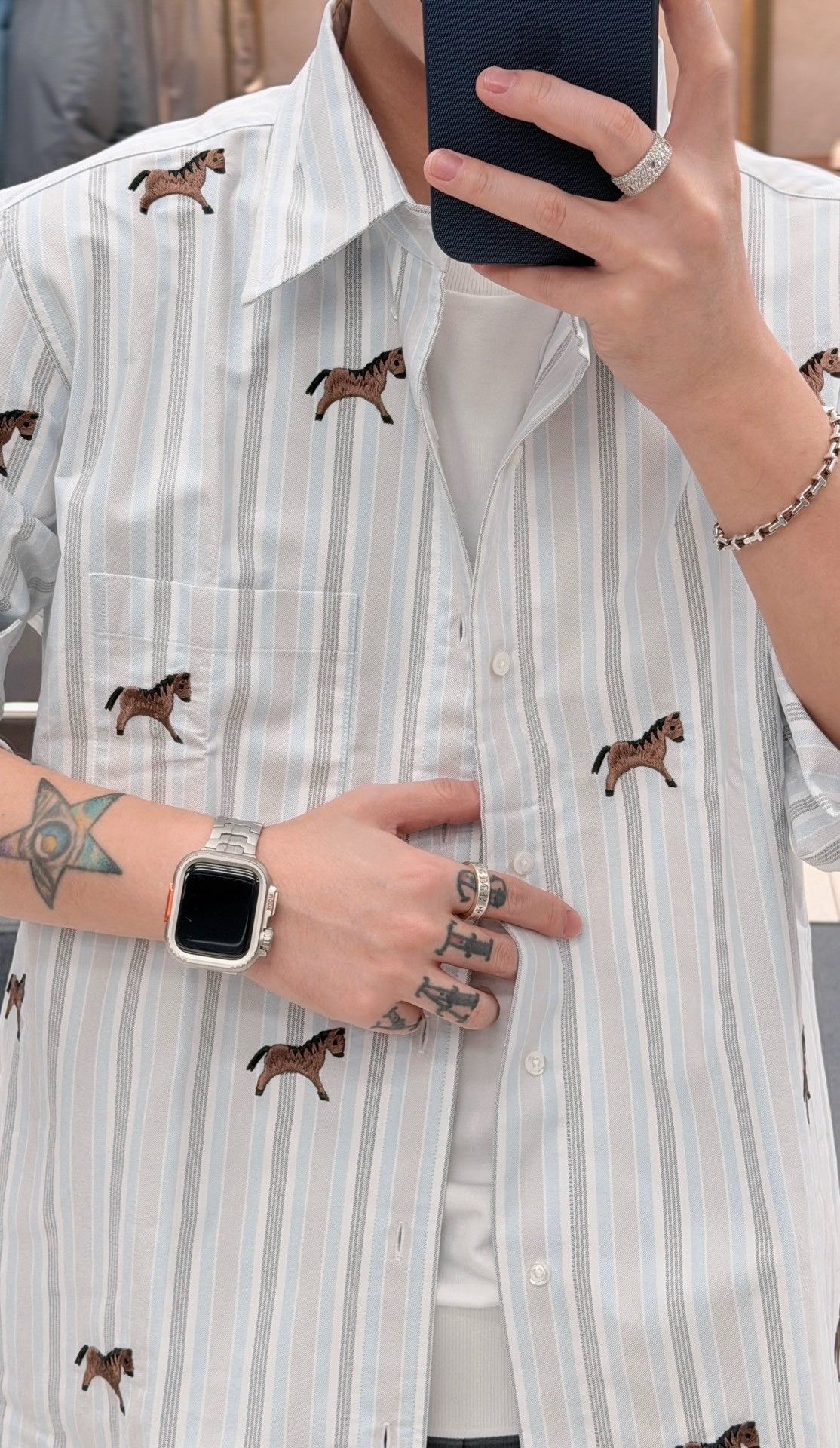 Thom Browne Thom Browne Horse Embroidered Shirt Size M Size US M / EU 48-50 / 2 - 7 Thumbnail
