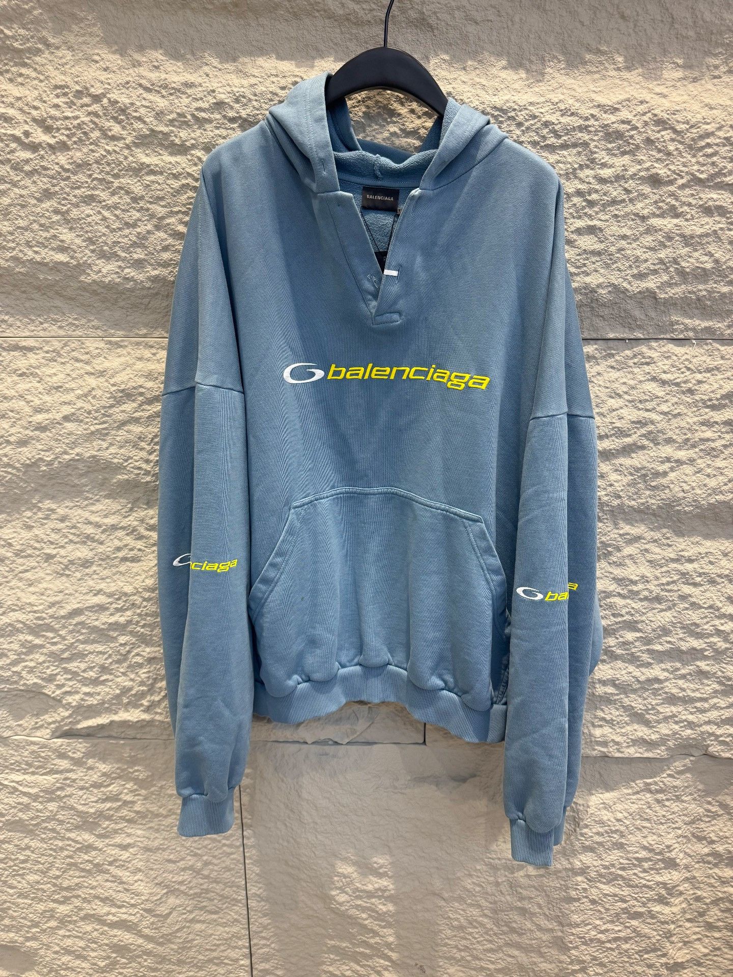 Balenciaga Balenciaga Blue Logo Pullover Hoodie Size M Size US M / EU 48-50 / 2 - 3 Thumbnail