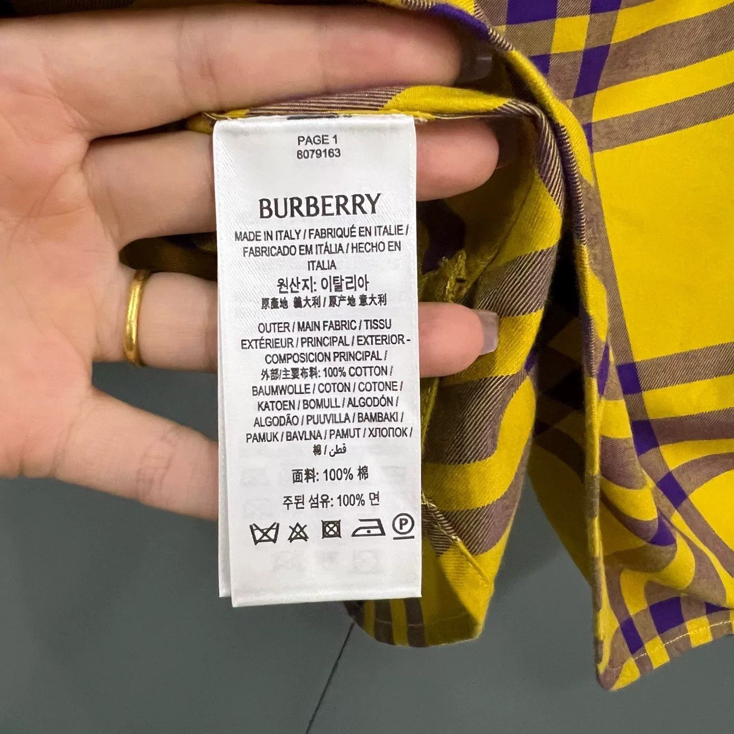 Burberry Burberry Yellow Check Button Up Shirt Size S Size US S / EU 44-46 / 1 - 4 Thumbnail