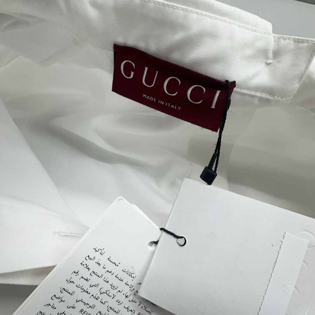 Gucci Gucci Logo Collar Short Sleeve Button Up Shirt Size 40 Size S / US 4 / IT 40 - 6 Thumbnail