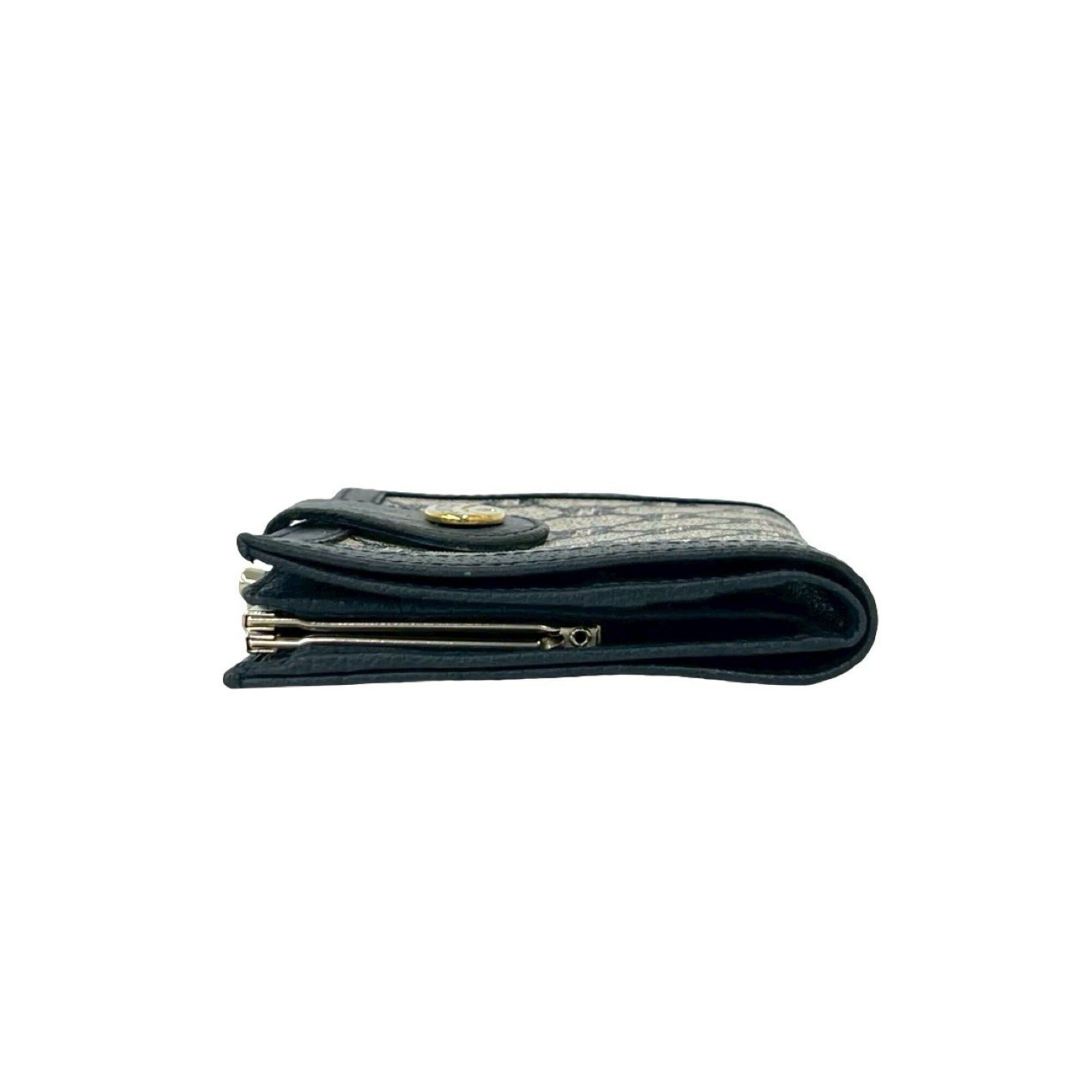 Gucci GUCCI Vintage Gucci Plus Logo Leather Bi-fold Wallet with Clasp Closure, Navy, 329-1 Size ONE SIZE - 4 Thumbnail