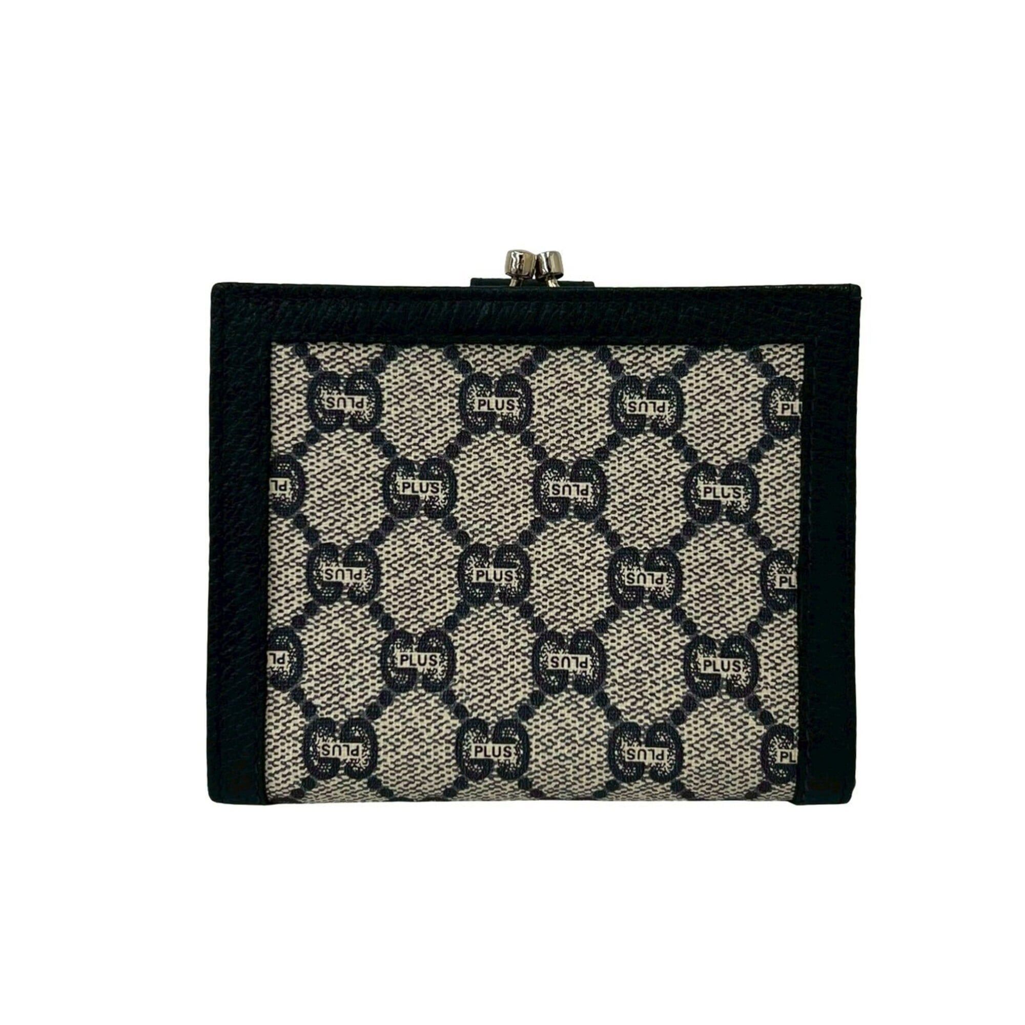 Gucci GUCCI Vintage Gucci Plus Logo Leather Bi-fold Wallet with Clasp Closure, Navy, 329-1 Size ONE SIZE - 2 Thumbnail