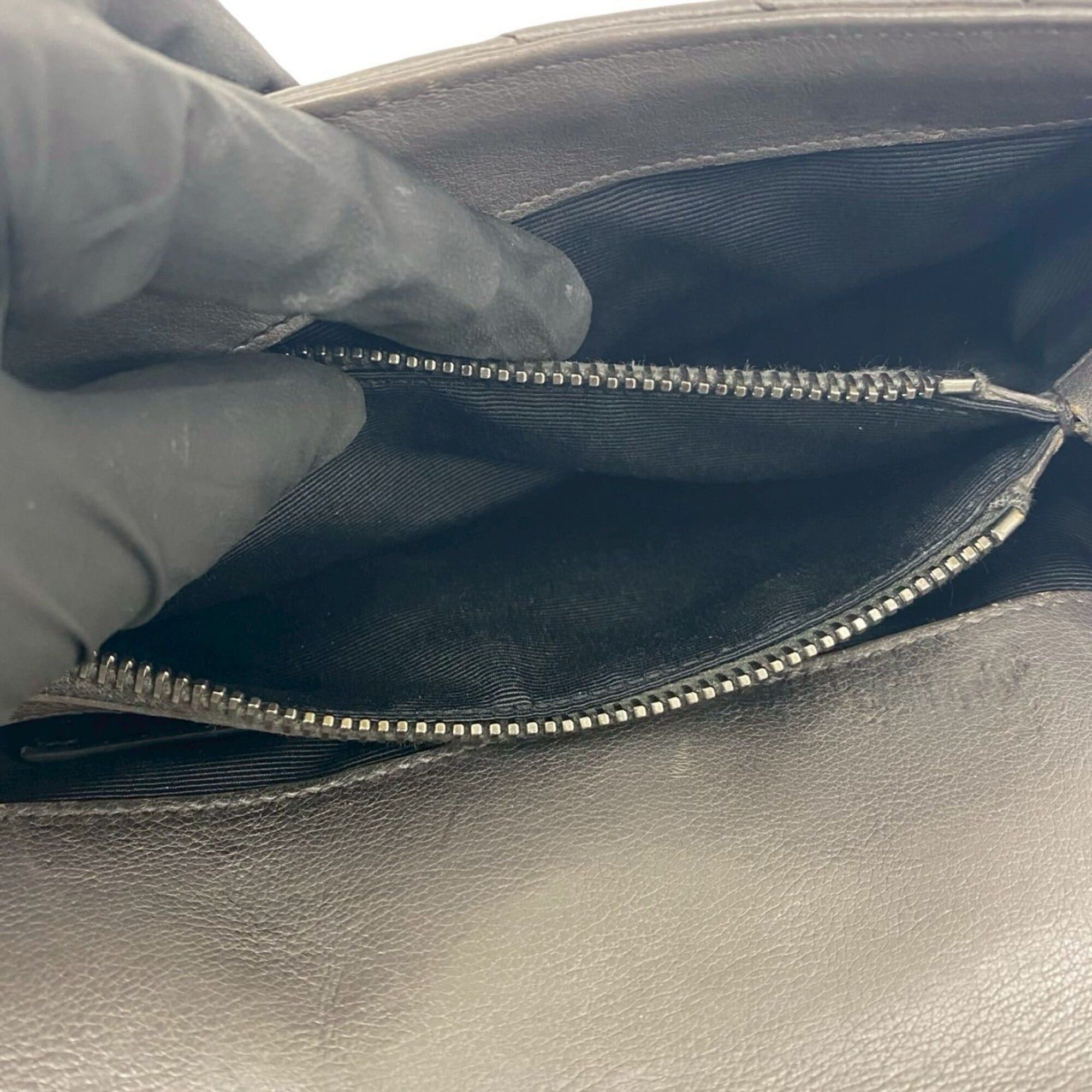 Saint Laurent Paris Yves Saint Laurent PARIS College YSL Logo Hardware Stitch Leather Genuine 2-way Handbag Shoulder Bag Gray Size ONE SIZE - 10 Thumbnail