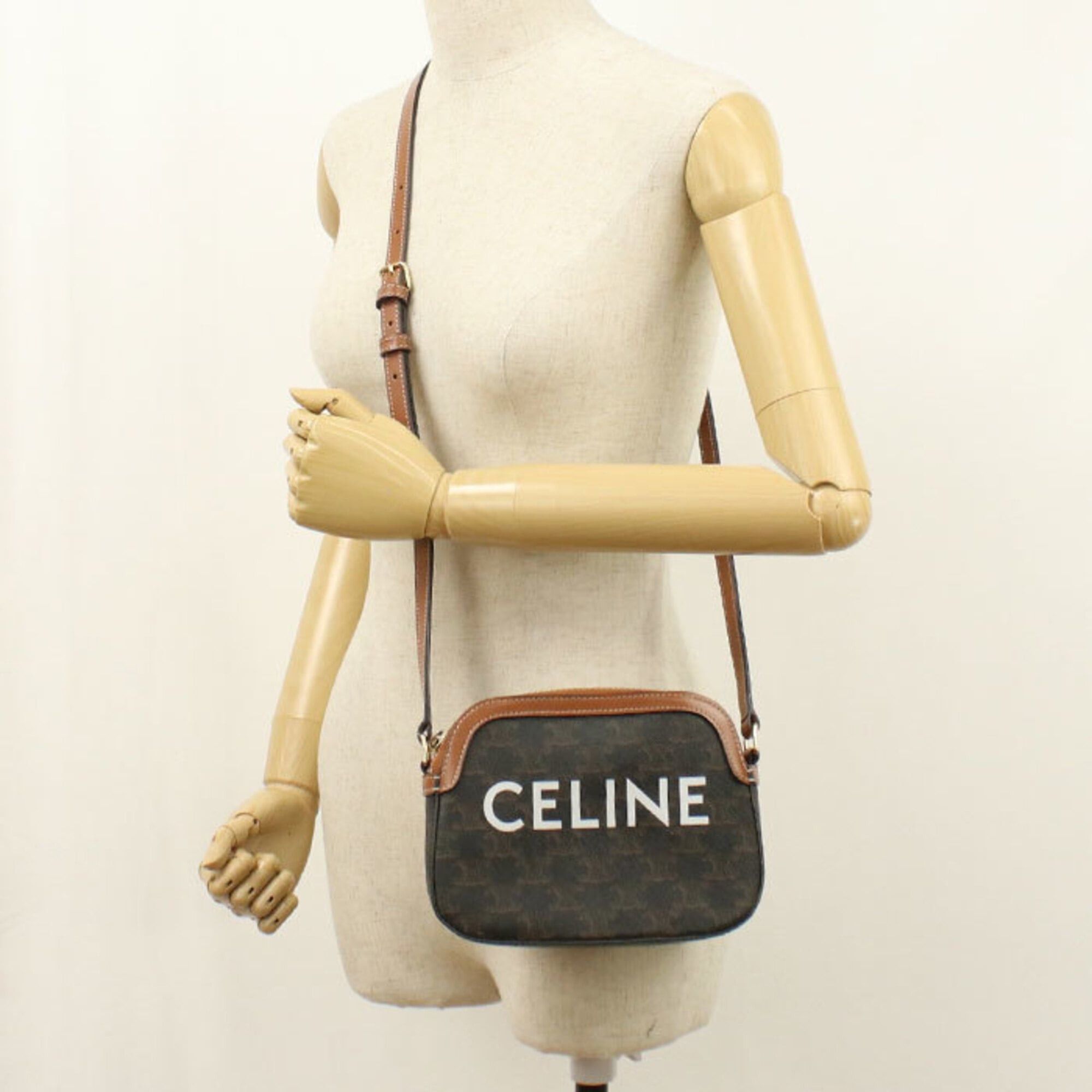 Celine Celine Crossbody Shoulder Bag Camera Triomphe Canvas Women's Brown Size ONE SIZE - 8 Thumbnail