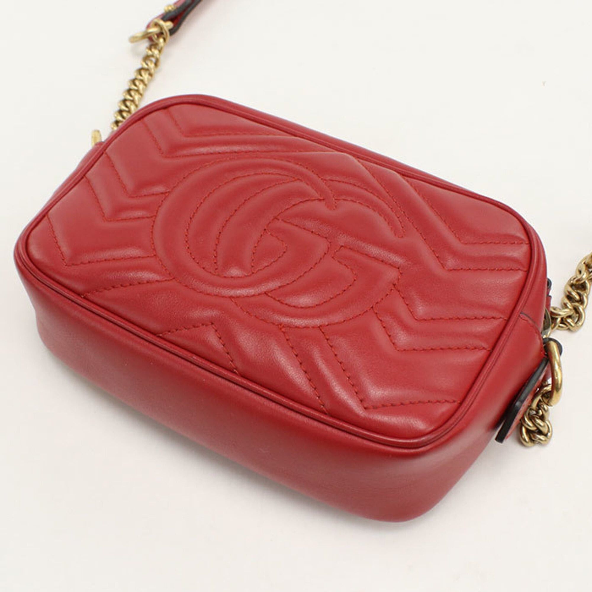 Gucci Gucci Crossbody Shoulder Bag 448065 Mini Camera GG Marmont Women's Red Size ONE SIZE - 2 Thumbnail