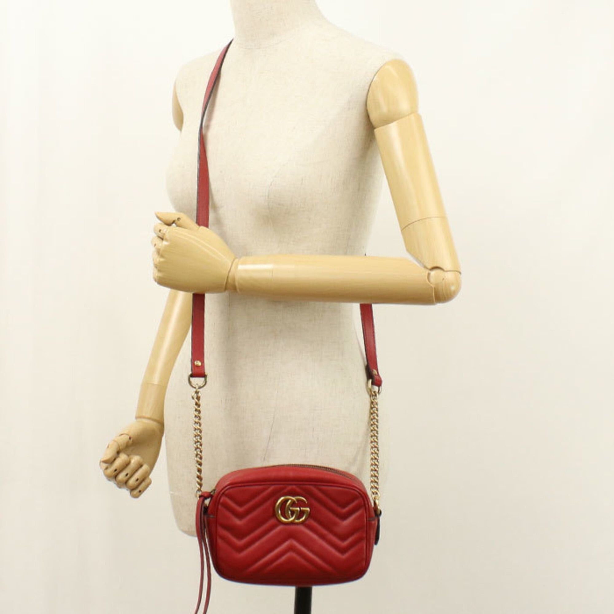 Gucci Gucci Crossbody Shoulder Bag 448065 Mini Camera GG Marmont Women's Red Size ONE SIZE - 8 Thumbnail