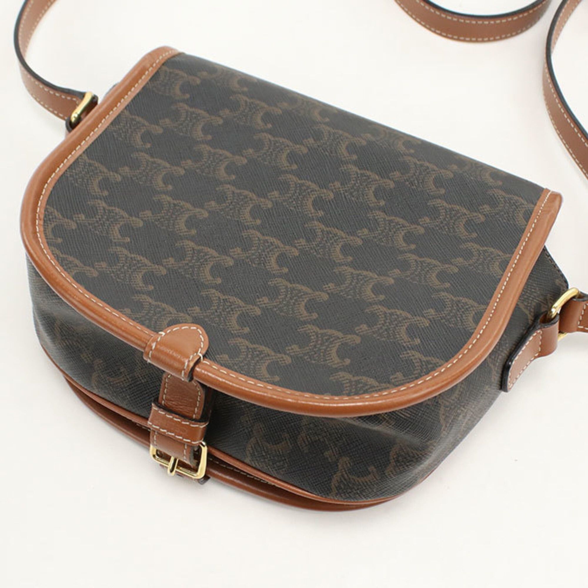 Celine Celine Crossbody Shoulder Bag 191502BZJ Folco Medium Triomphe Canvas Women's Brown Size ONE SIZE - 2 Thumbnail
