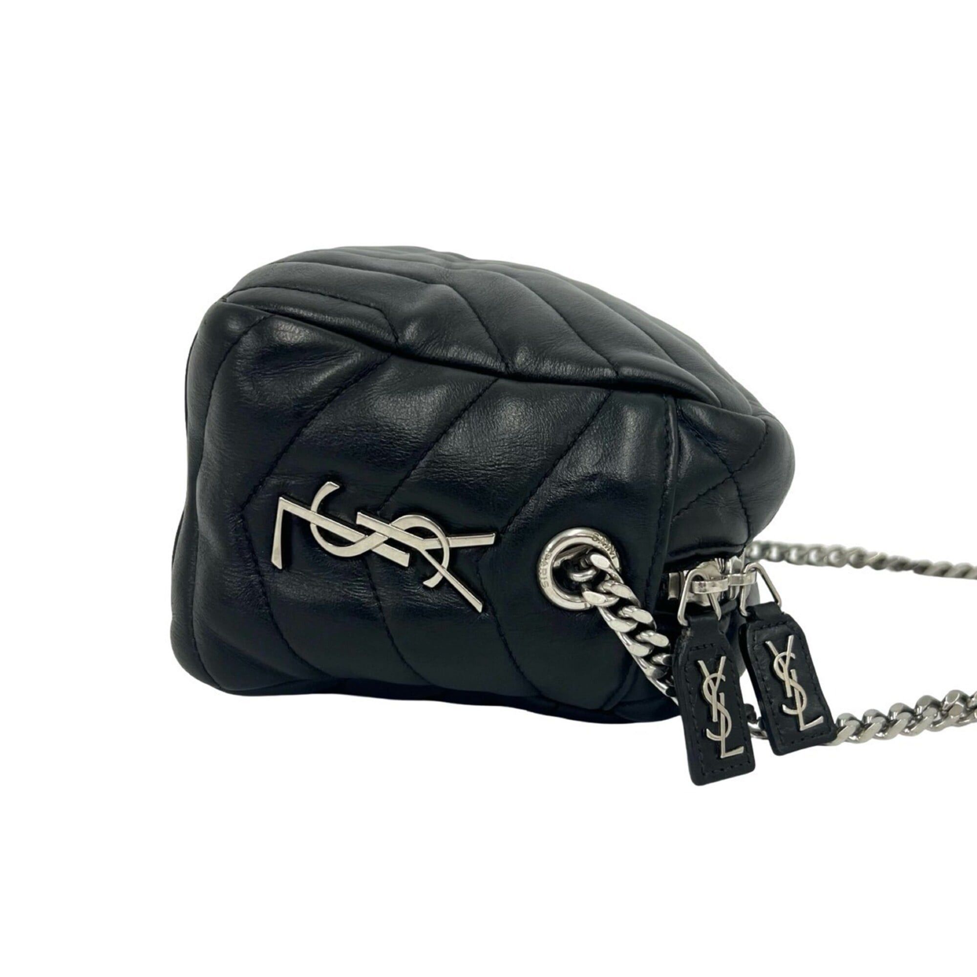 Saint Laurent Paris Yves Saint Laurent PARIS Lulu Bowling Quilted Leather Chain Shoulder Bag, Black 95612 Size ONE SIZE - 6 Thumbnail