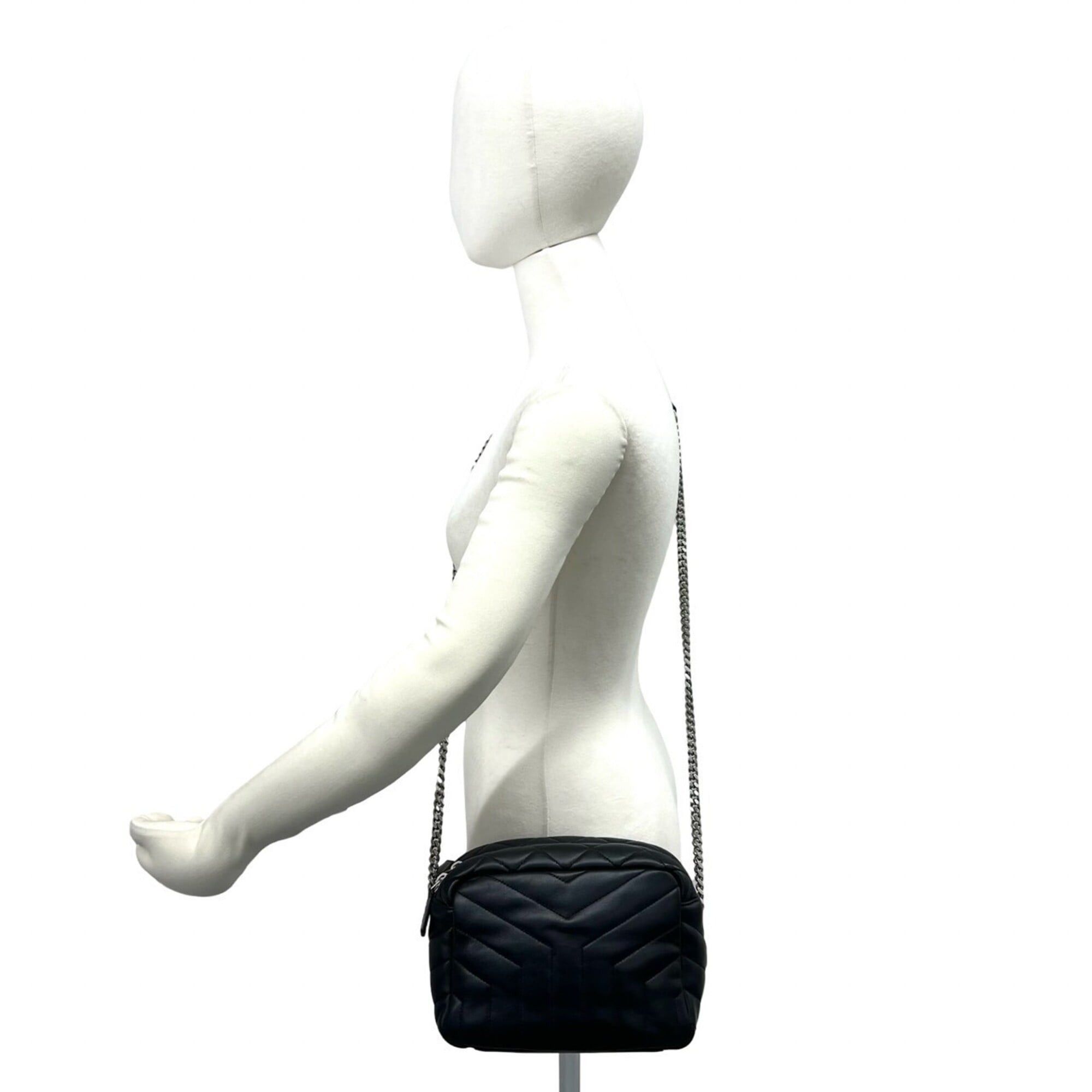 Saint Laurent Paris Yves Saint Laurent PARIS Lulu Bowling Quilted Leather Chain Shoulder Bag, Black 95612 Size ONE SIZE - 2 Thumbnail