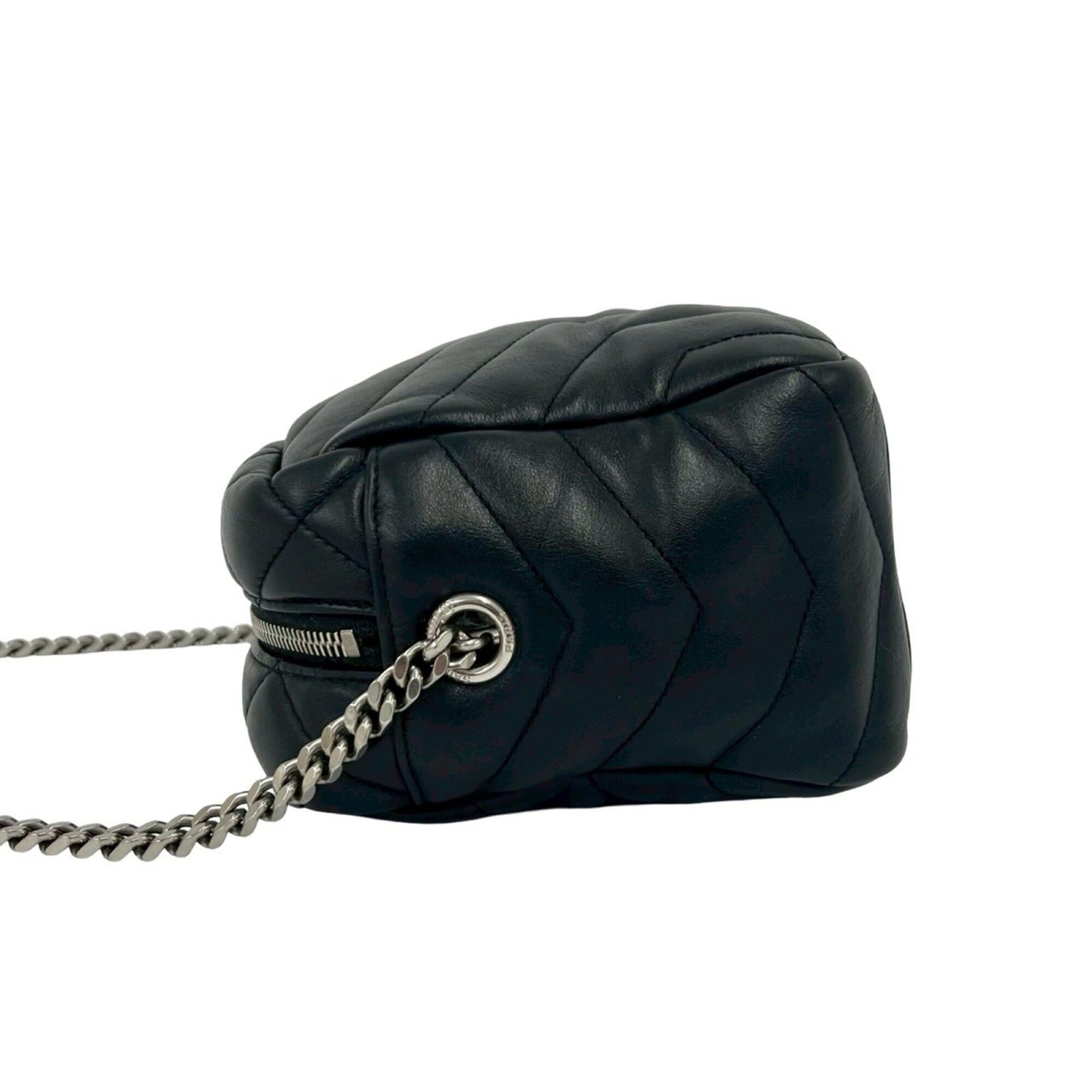 Saint Laurent Paris Yves Saint Laurent PARIS Lulu Bowling Quilted Leather Chain Shoulder Bag, Black 95612 Size ONE SIZE - 5 Thumbnail