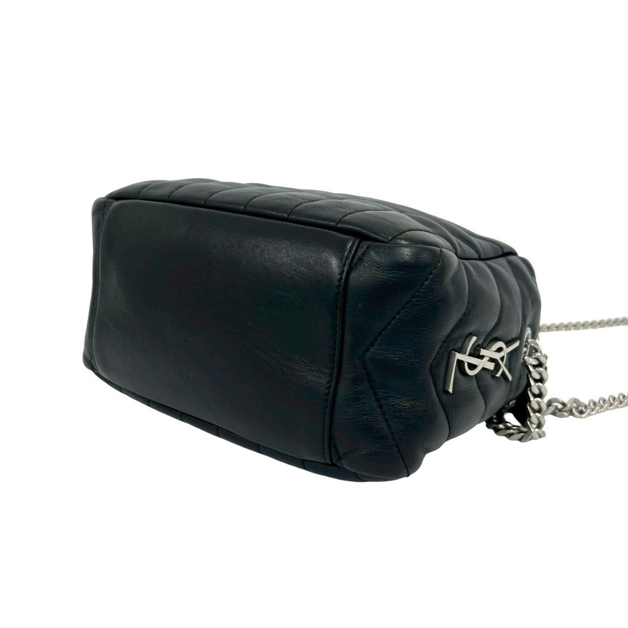 Saint Laurent Paris Yves Saint Laurent PARIS Lulu Bowling Quilted Leather Chain Shoulder Bag, Black 95612 Size ONE SIZE - 8 Thumbnail