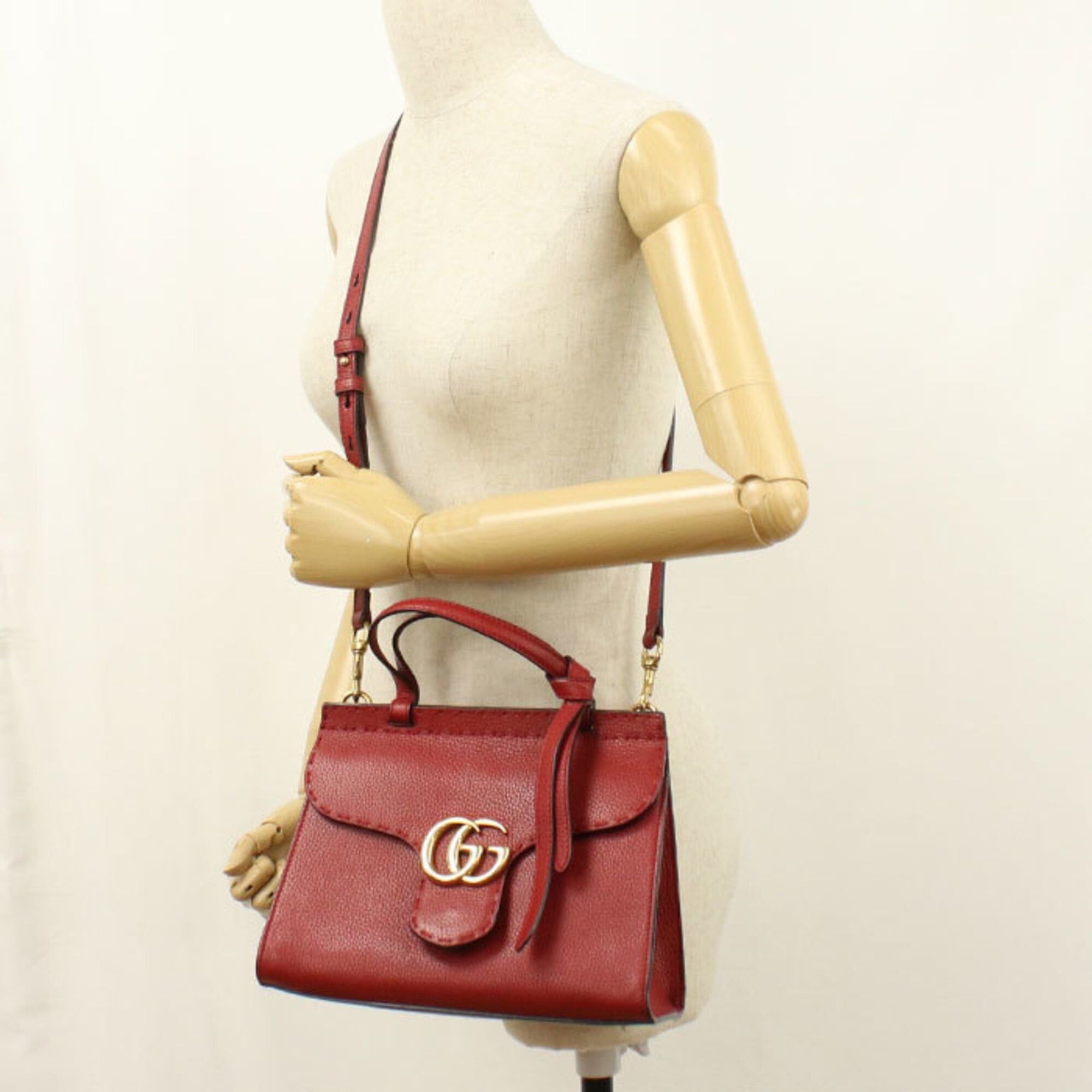 Gucci Gucci Handbag 442622 2WAY GG Marmont Women's Red Size ONE SIZE - 8 Thumbnail