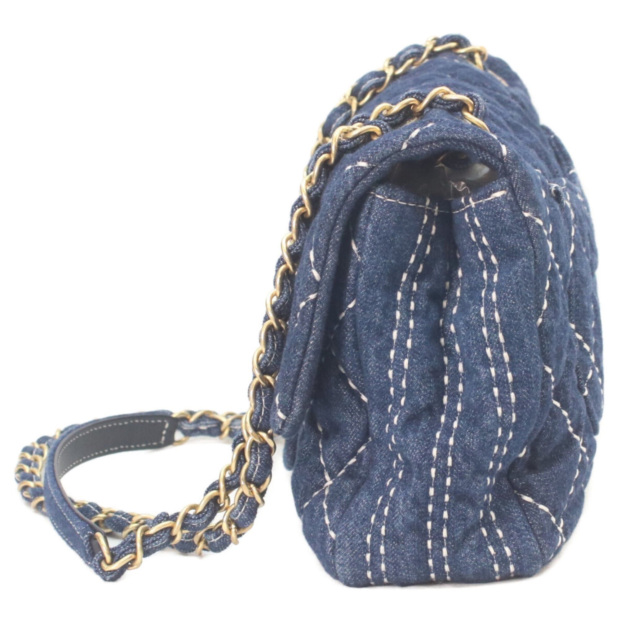 Chanel CHANEL AS1328 Single Flap Matelassé Chain Shoulder Bag, Indigo, Gold Hardware, Women's Size ONE SIZE - 2 Thumbnail