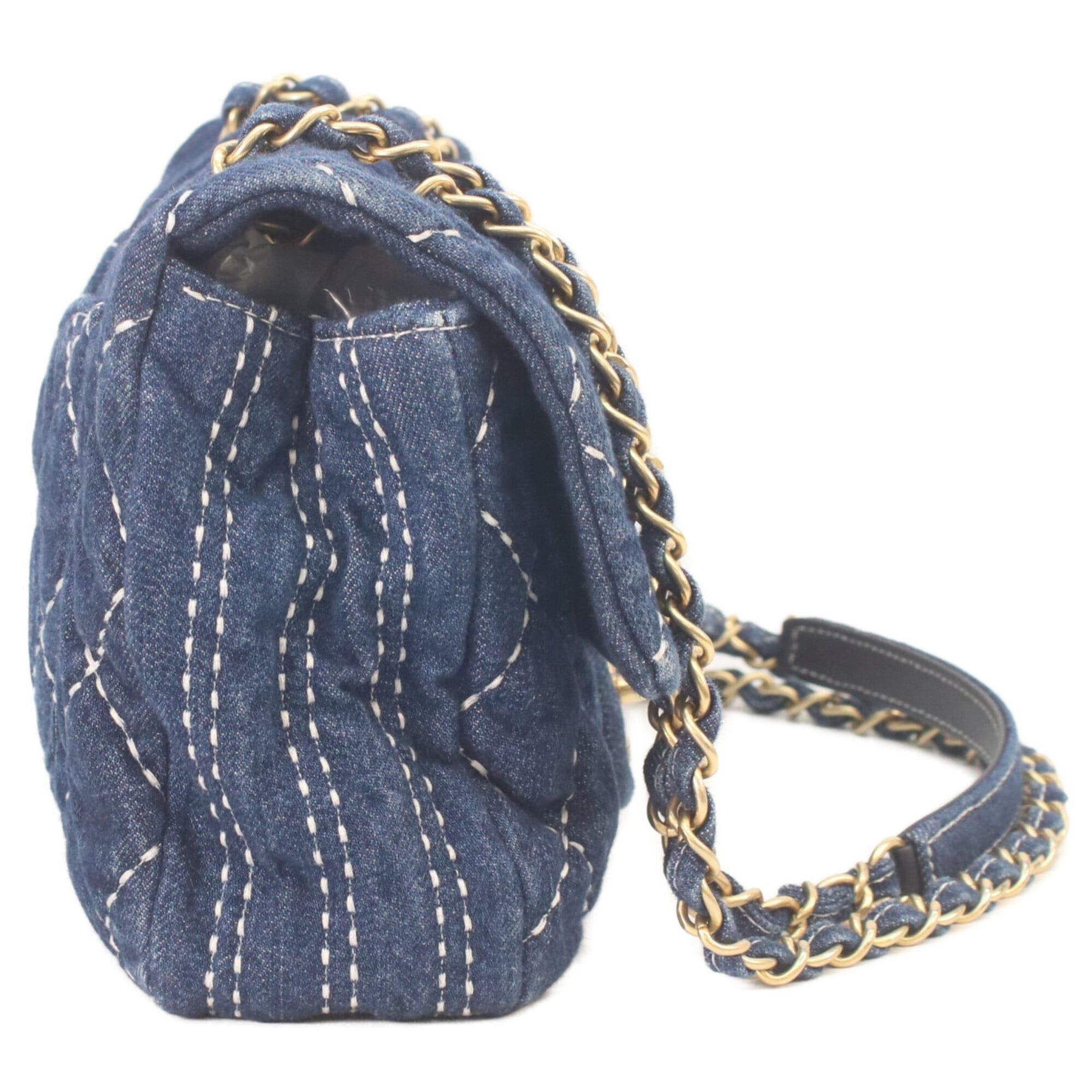 Chanel CHANEL AS1328 Single Flap Matelassé Chain Shoulder Bag, Indigo, Gold Hardware, Women's Size ONE SIZE - 4 Thumbnail