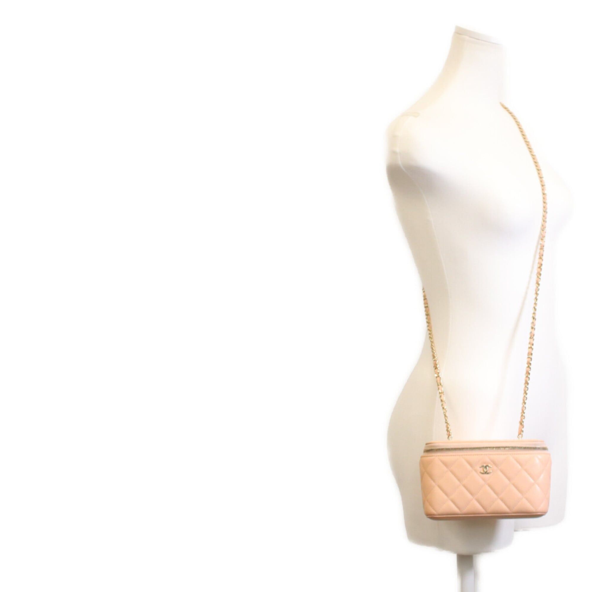 Chanel CHANEL AP1341 Pink Beige Caviar Leather Gold Hardware Chain Vanity Shoulder Bag for Women Size ONE SIZE - 12 Thumbnail