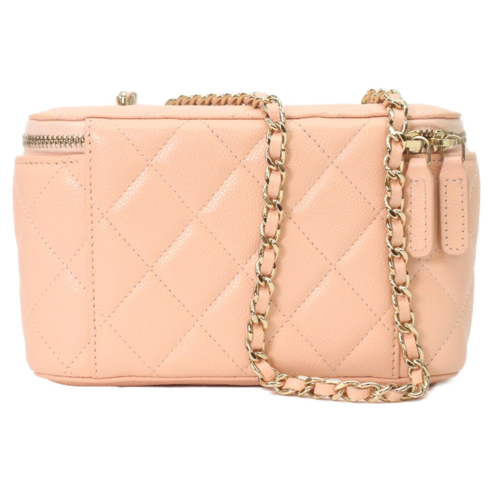 Chanel CHANEL AP1341 Pink Beige Caviar Leather Gold Hardware Chain Vanity Shoulder Bag for Women Size ONE SIZE - 3 Thumbnail