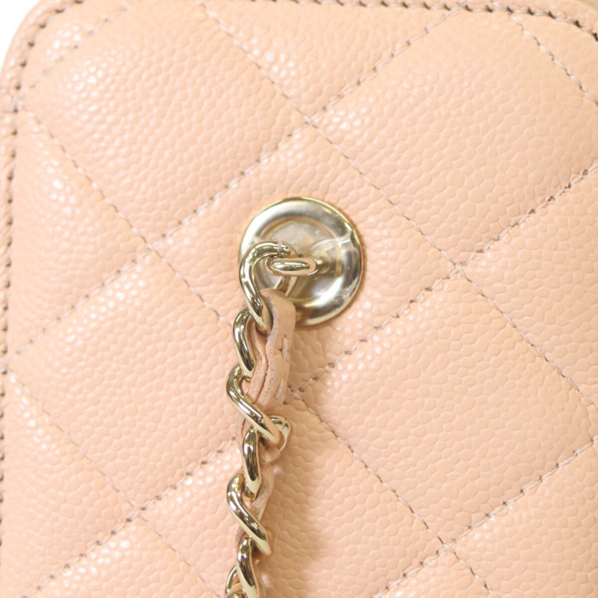 Chanel CHANEL AP1341 Pink Beige Caviar Leather Gold Hardware Chain Vanity Shoulder Bag for Women Size ONE SIZE - 7 Thumbnail