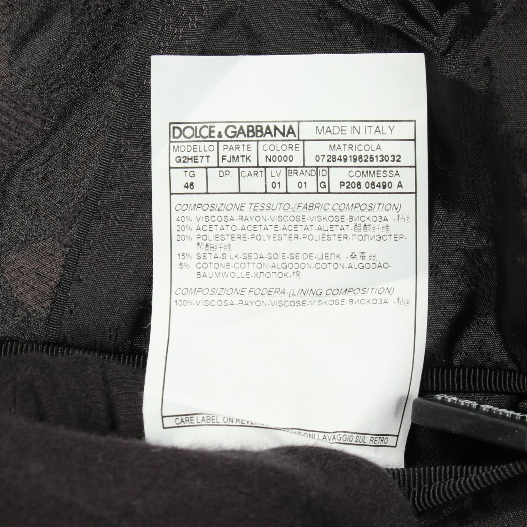 Dolce & Gabbana Dolce & Gabbana Dolce & Gabbana Rayon Acetate Tailored Jacket Textile Outerwear G2HE7T DUTY FREE for USA Size ONE SIZE - 4 Thumbnail