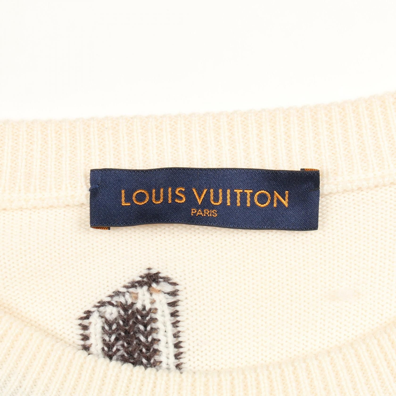 Louis Vuitton Louis Vuitton Louis Vuitton Letter Wool Knit Limited Textile Tops RM212MZLLHLN10W DUTY FREE for USA Size ONE SIZE - 3 Thumbnail