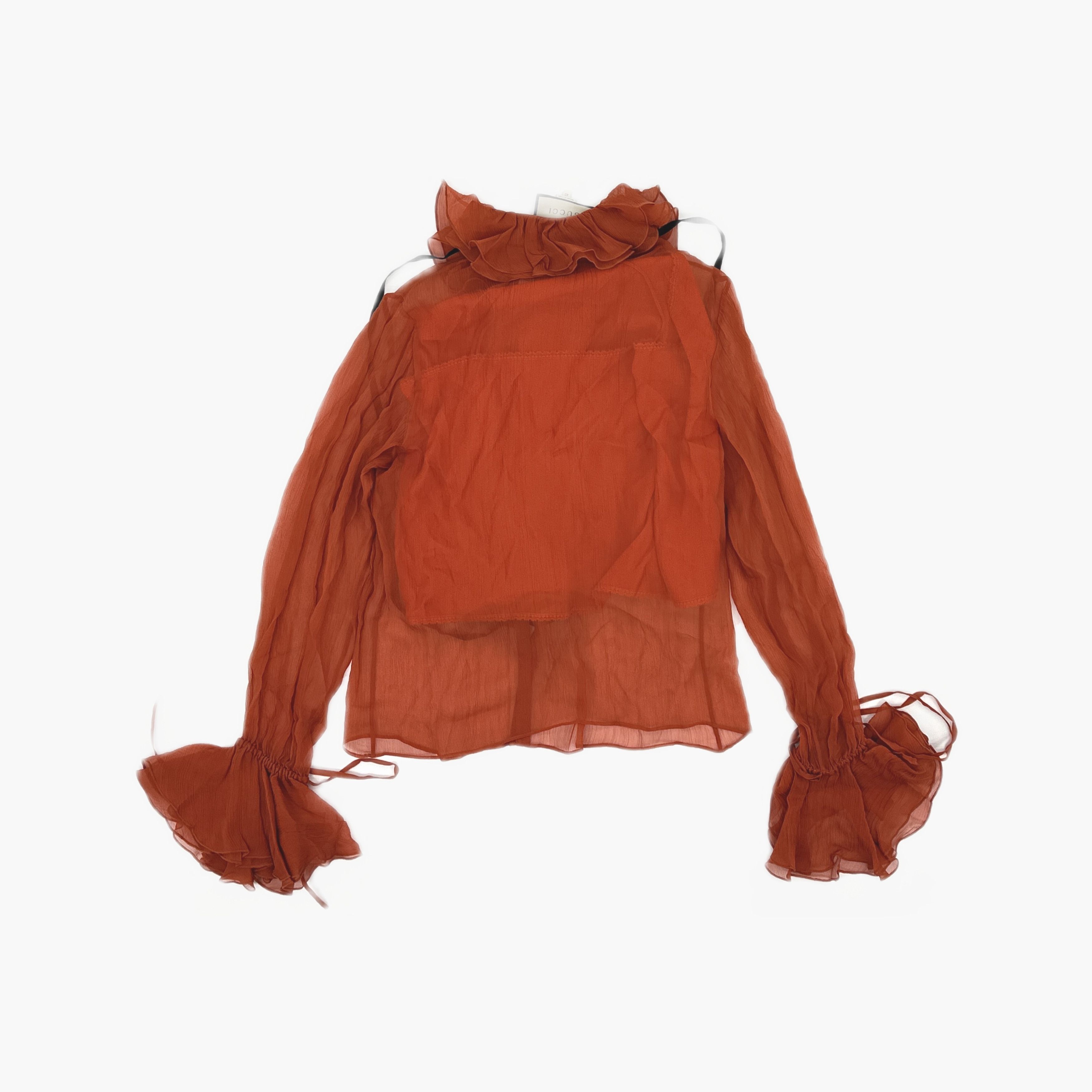 Gucci Gucci Red Silk Ruffled Blouse Size 42 Size M / US 6-8 / IT 42-44 - 2 Thumbnail