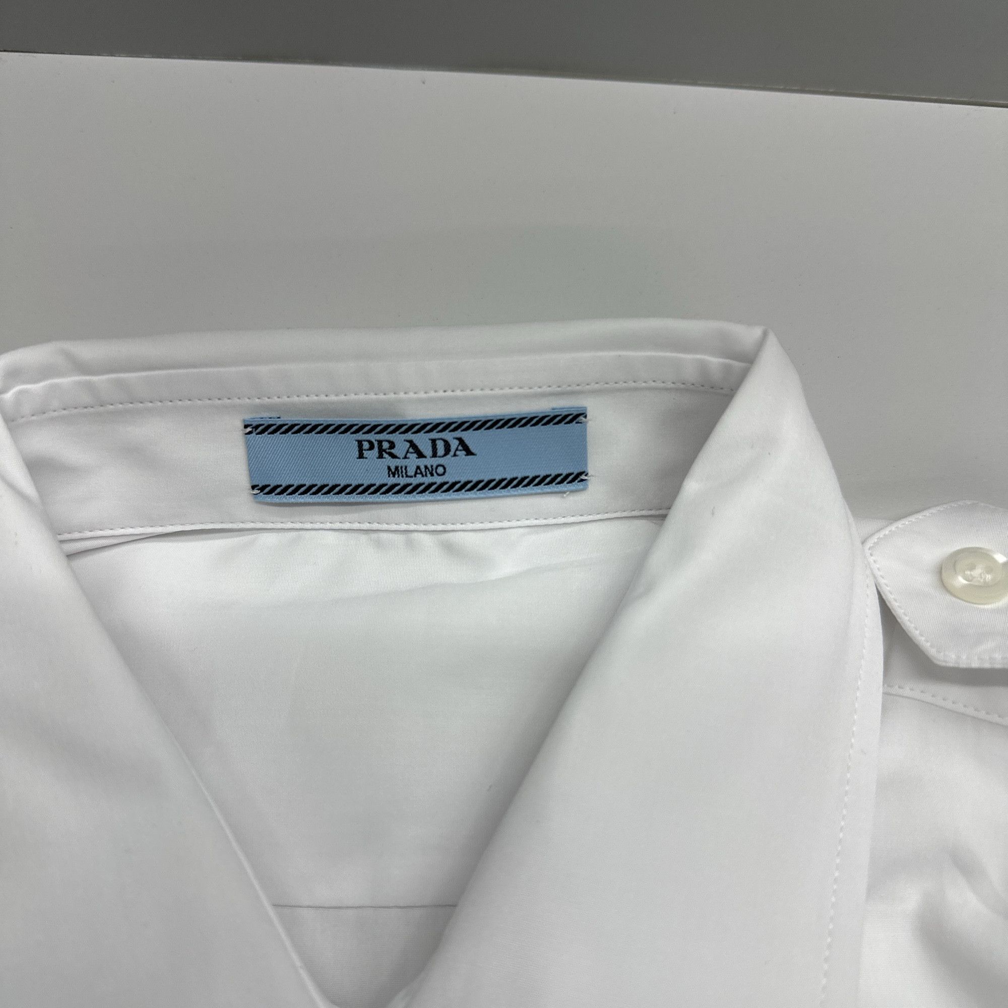 Prada Prada White Poplin Pocket Shirt Size M Size US XXS / EU 40 - 3 Thumbnail