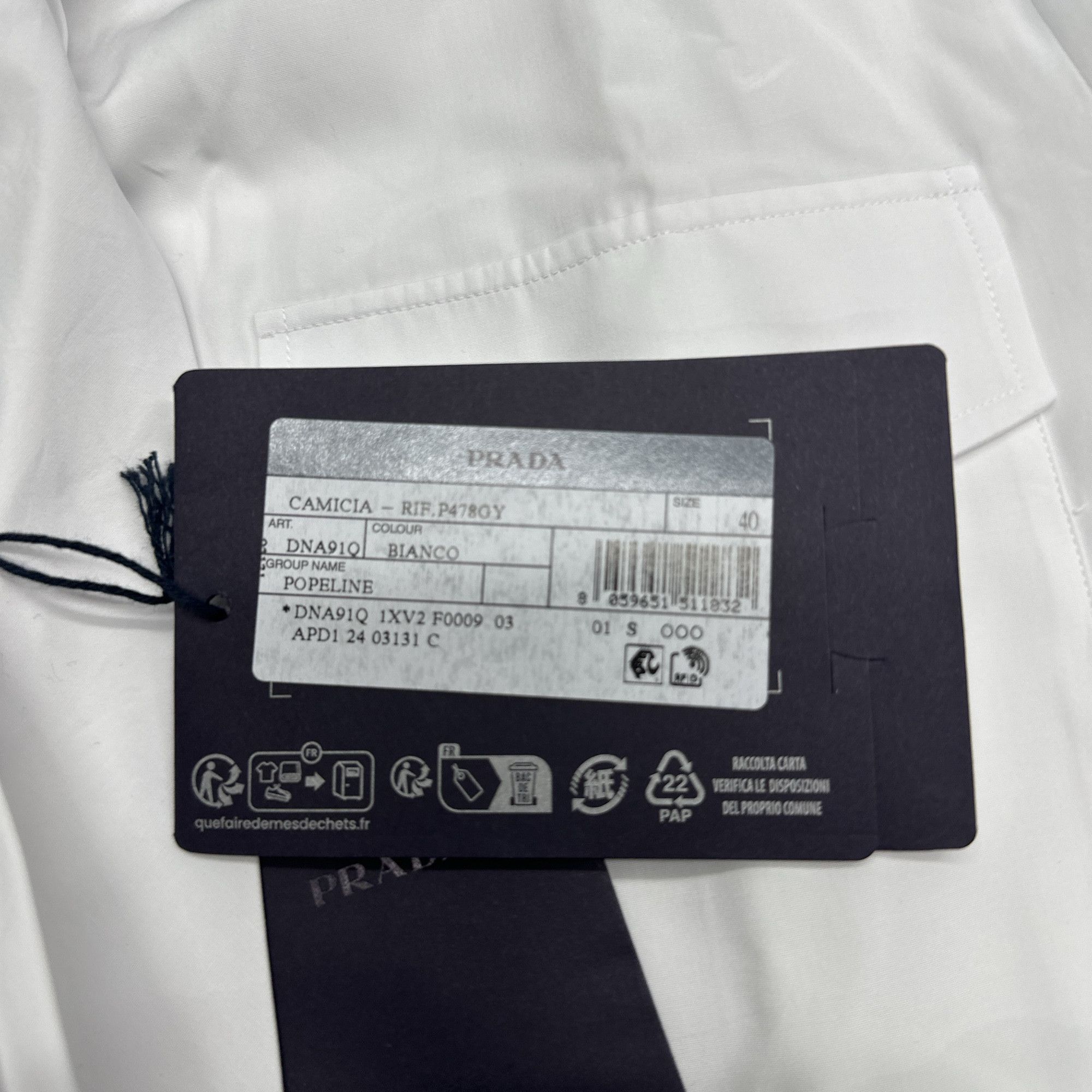 Prada Prada White Poplin Pocket Shirt Size M Size US XXS / EU 40 - 6 Thumbnail