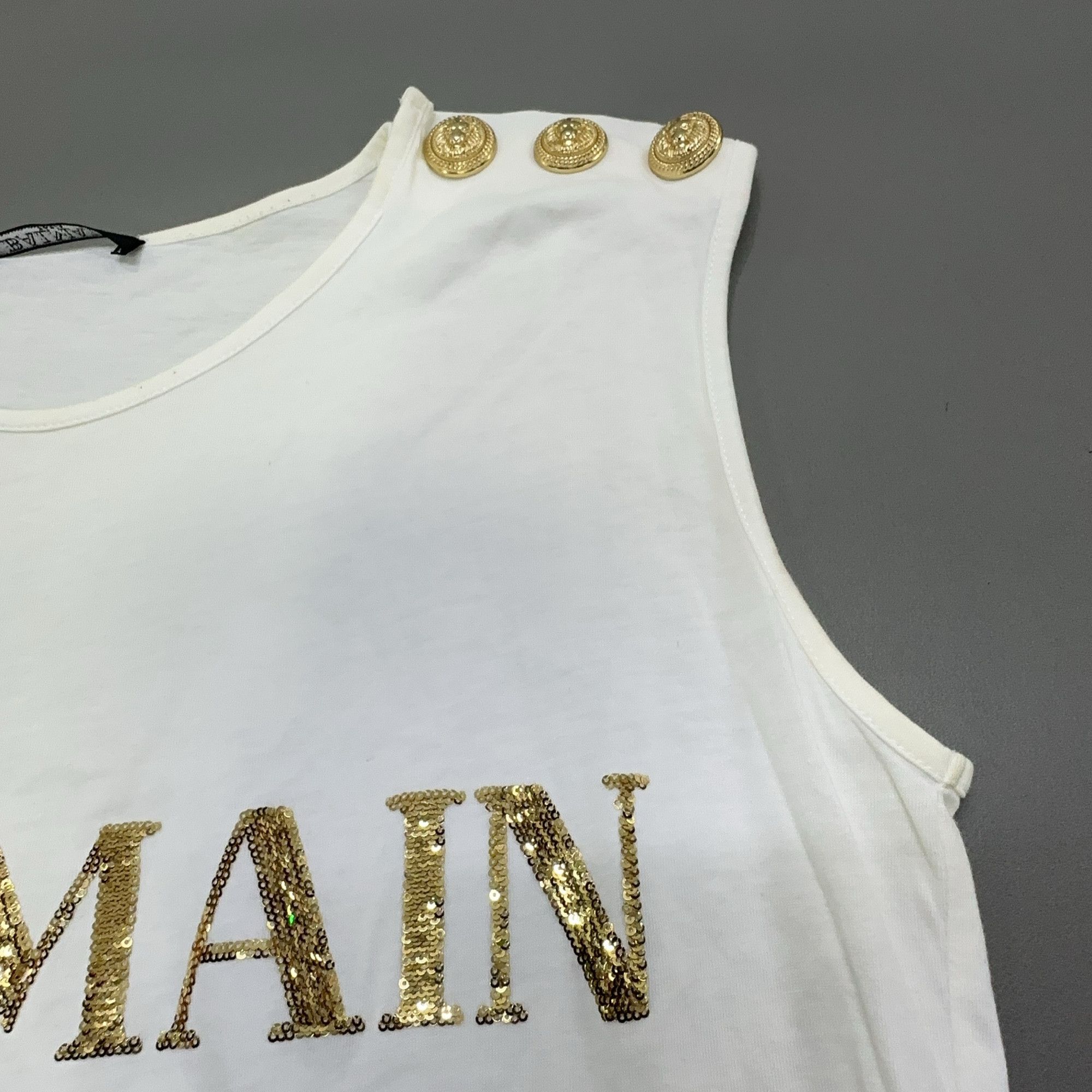 Balmain Balmain Gold Sequin Logo Tank Top Size 36 Size XS / US 0-2 / IT 36-38 - 9 Thumbnail