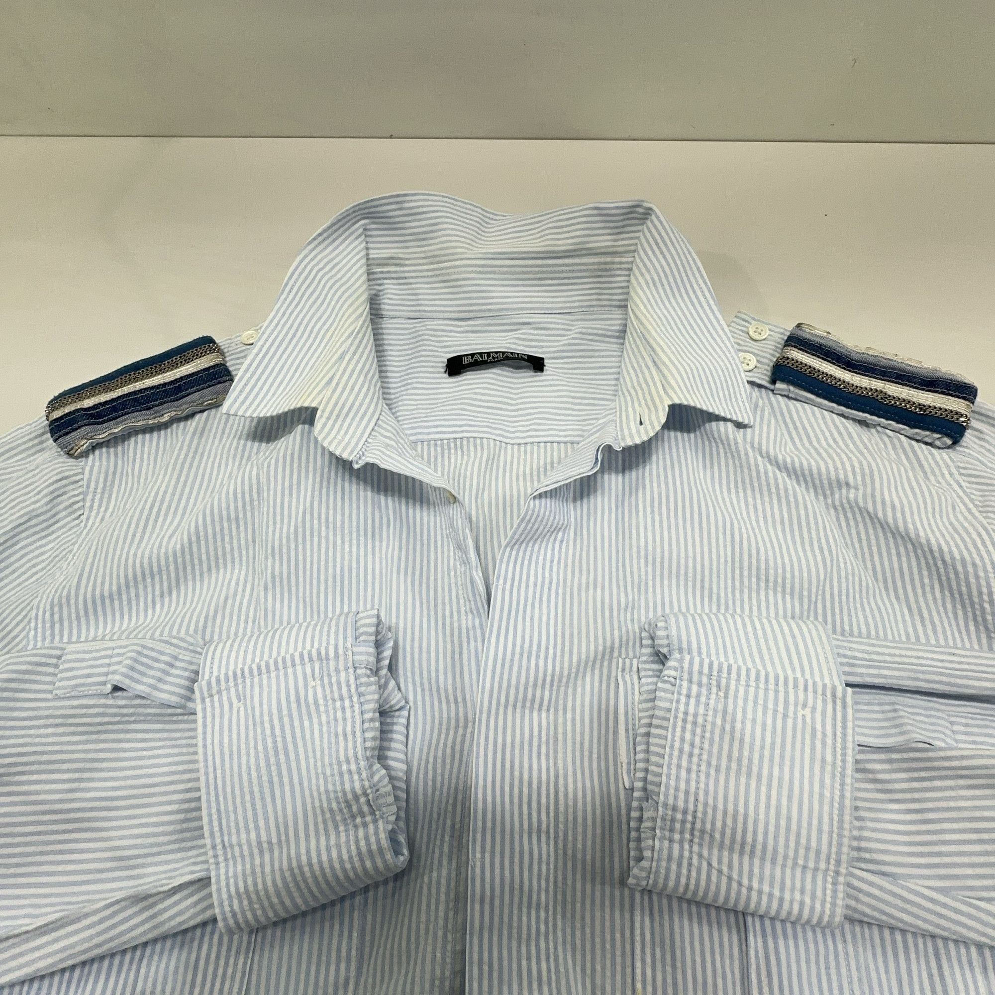 Balmain Balmain Striped Button Up Shirt Size M Size US XXS / EU 40 - 5 Thumbnail