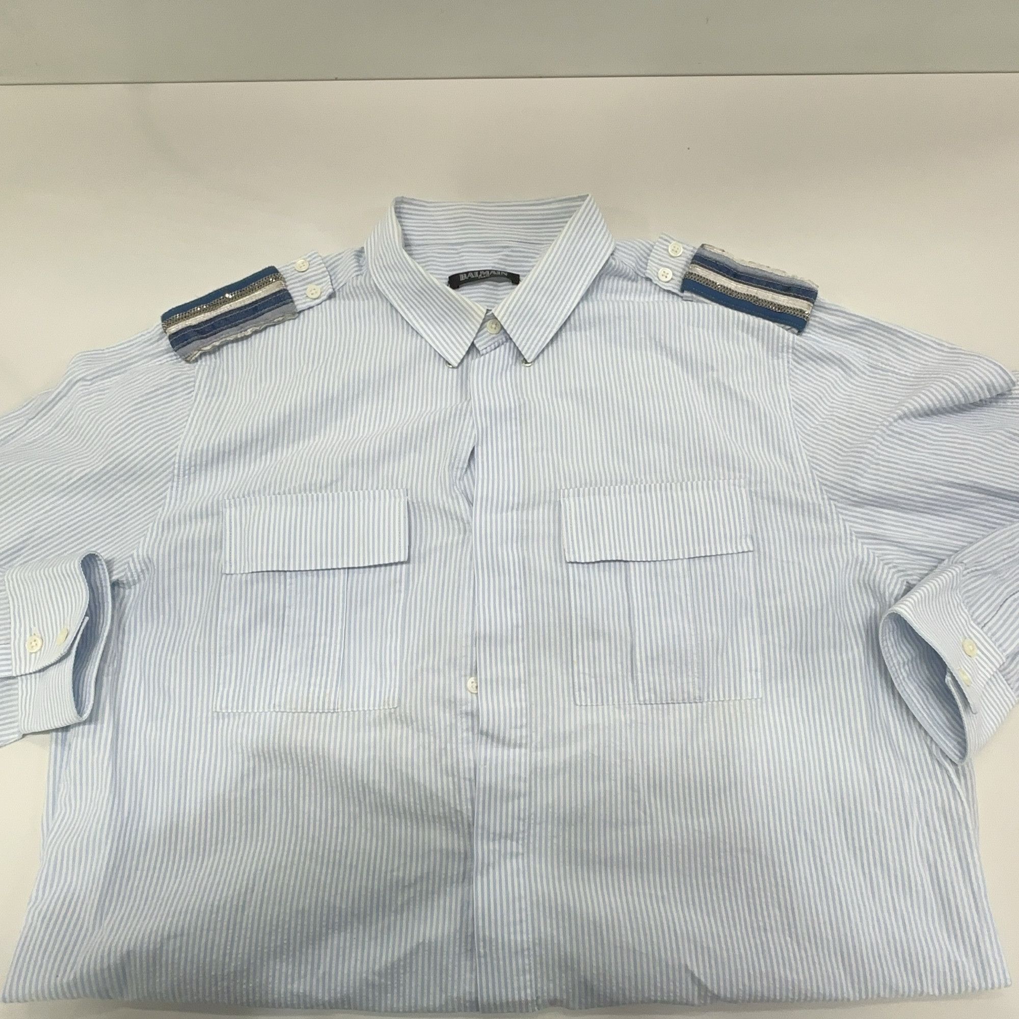 Balmain Balmain Striped Button Up Shirt Size M Size US XXS / EU 40 - 7 Thumbnail