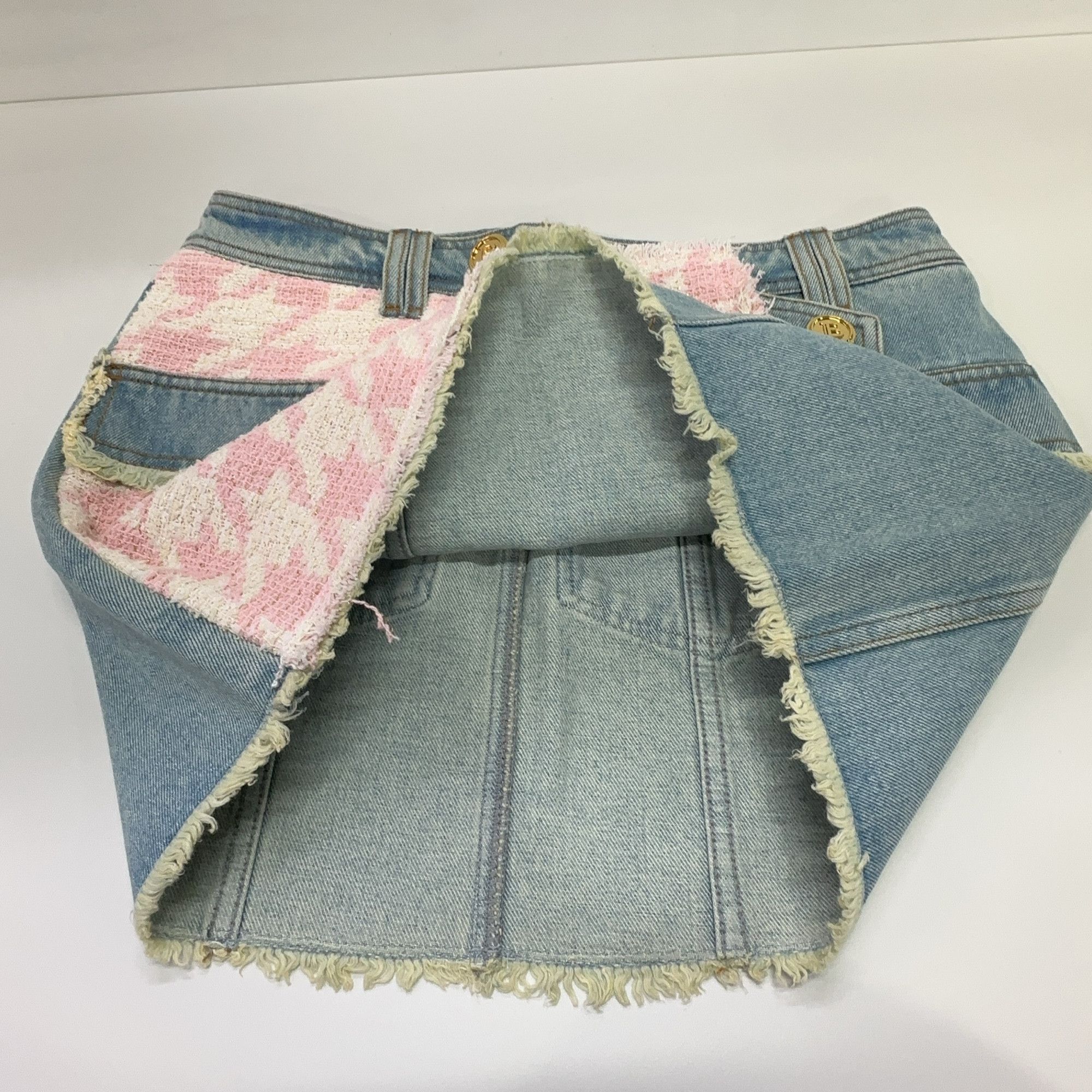 Balmain Balmain Pink Tweed Denim Mini Skirt Size 38 Size 27" / US 4 / IT 40 - 7 Thumbnail