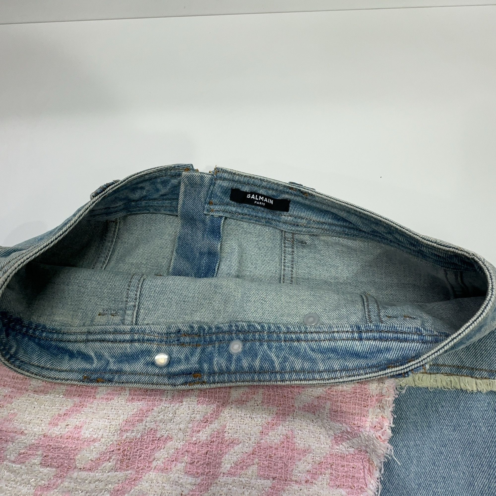 Balmain Balmain Pink Tweed Denim Mini Skirt Size 38 Size 27" / US 4 / IT 40 - 5 Thumbnail