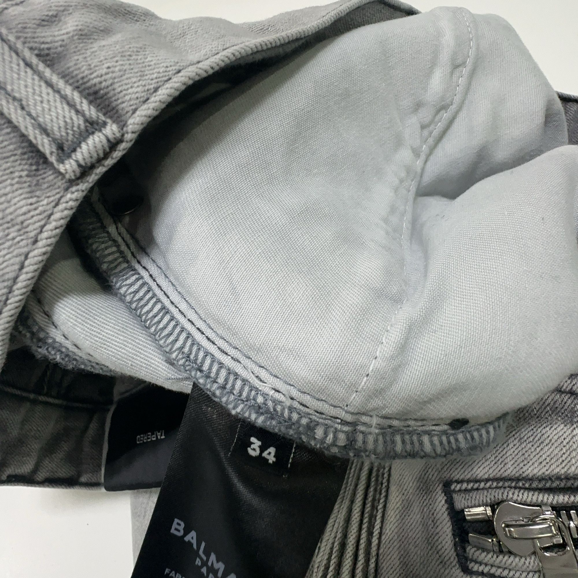 Balmain Balmain Grey Ribbed Panel Tapered Jeans Size 34 Size US 34 / EU 50 - 4 Thumbnail