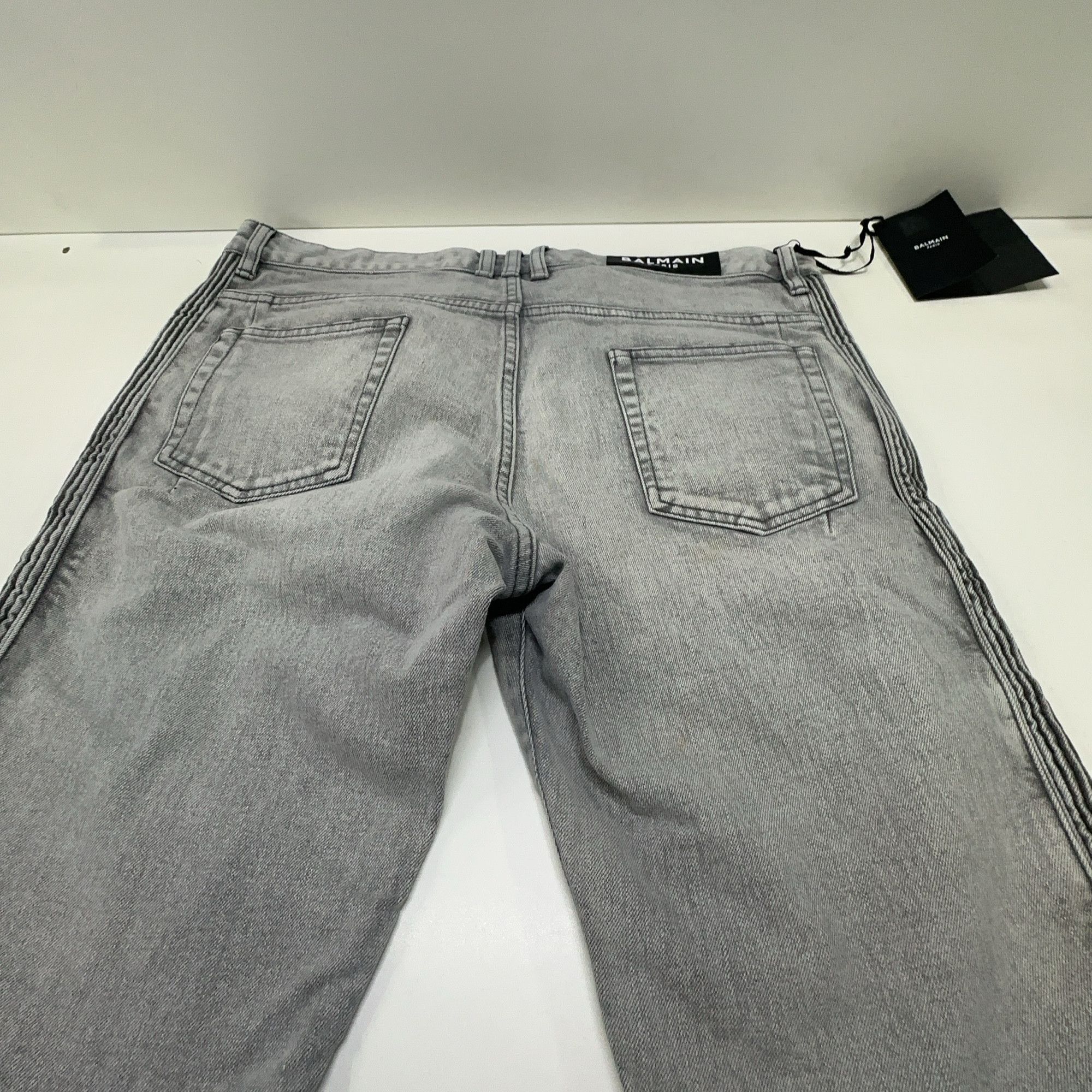 Balmain Balmain Grey Ribbed Panel Tapered Jeans Size 34 Size US 34 / EU 50 - 8 Thumbnail