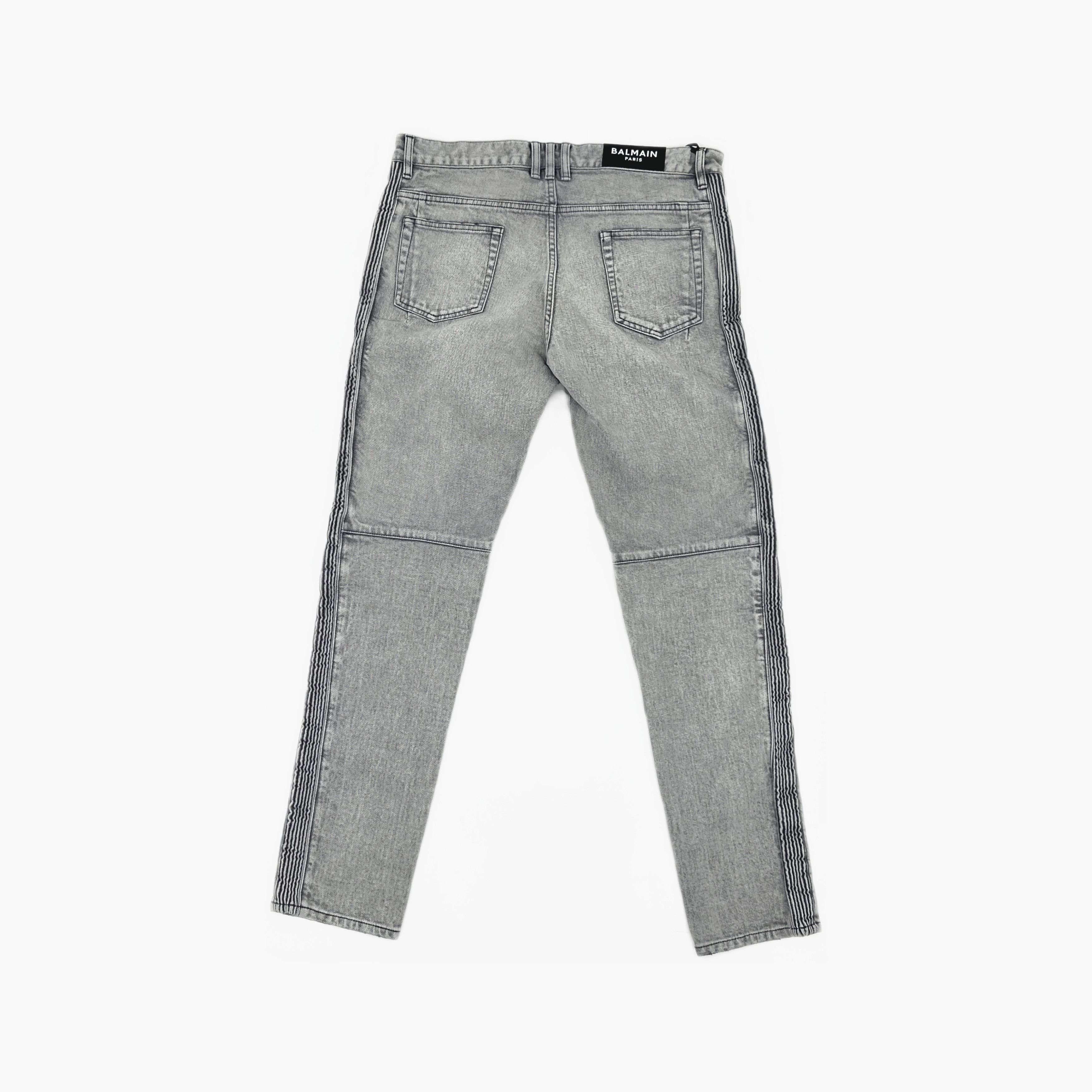 Balmain Balmain Grey Ribbed Panel Tapered Jeans Size 34 Size US 34 / EU 50 - 2 Thumbnail